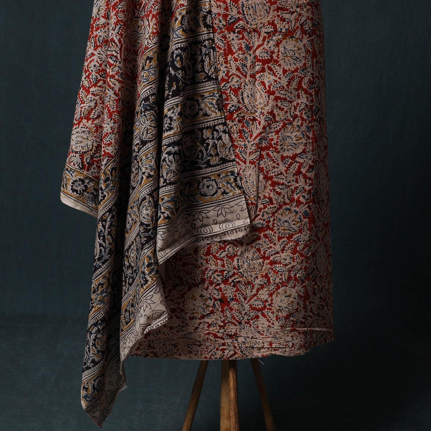 Pedana Hand Block Print Natural Dyed Cotton Kalamkari 2pc Unstitched Dress Material Kurta Set 09