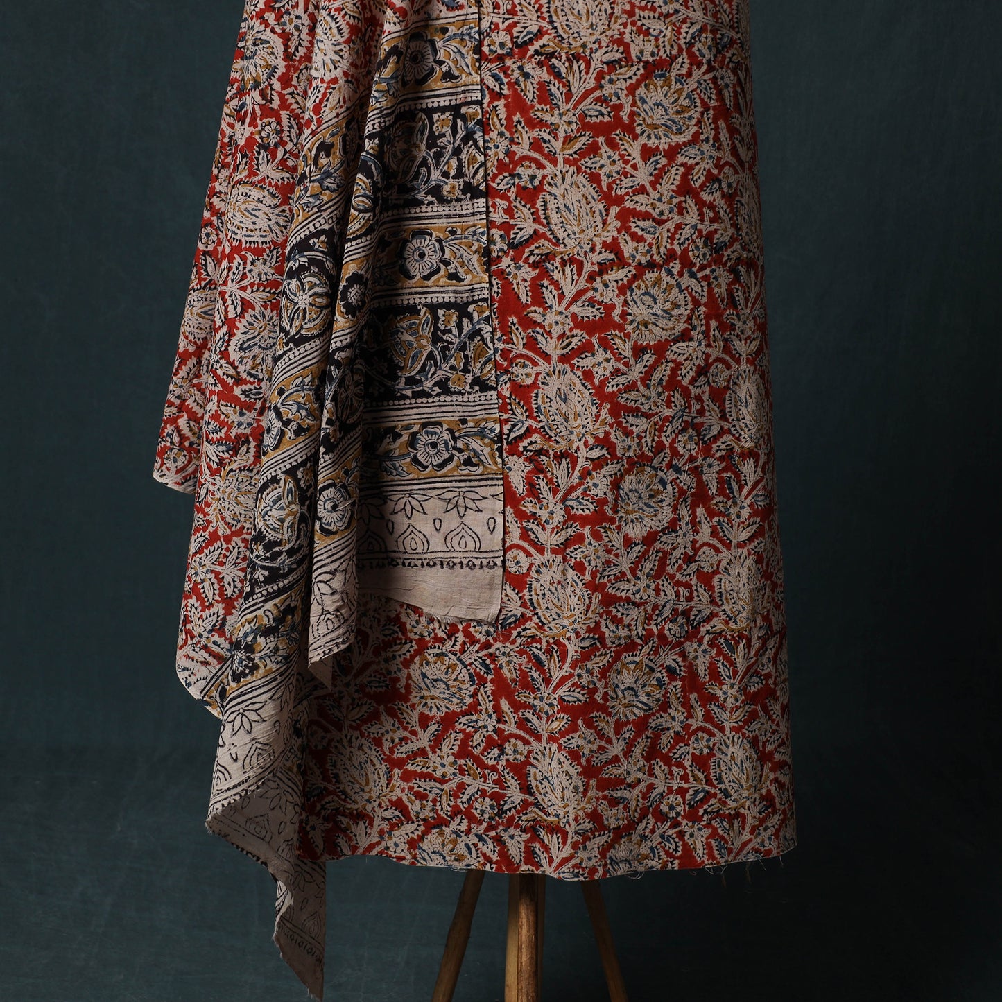 Pedana Hand Block Print Natural Dyed Cotton Kalamkari 2pc Unstitched Dress Material Kurta Set 10