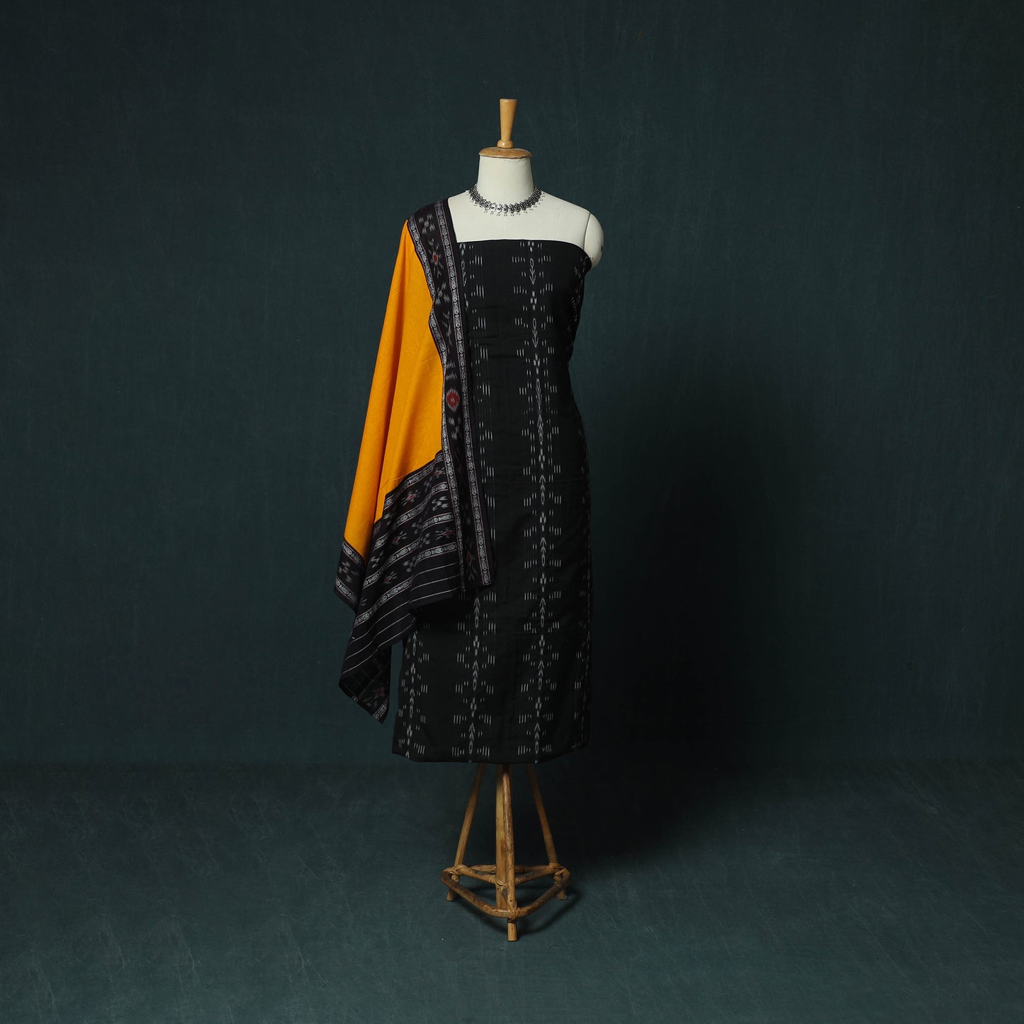 Sambalpuri Ikat Cotton 3pc Unstitched Dress Material Suit Set 34