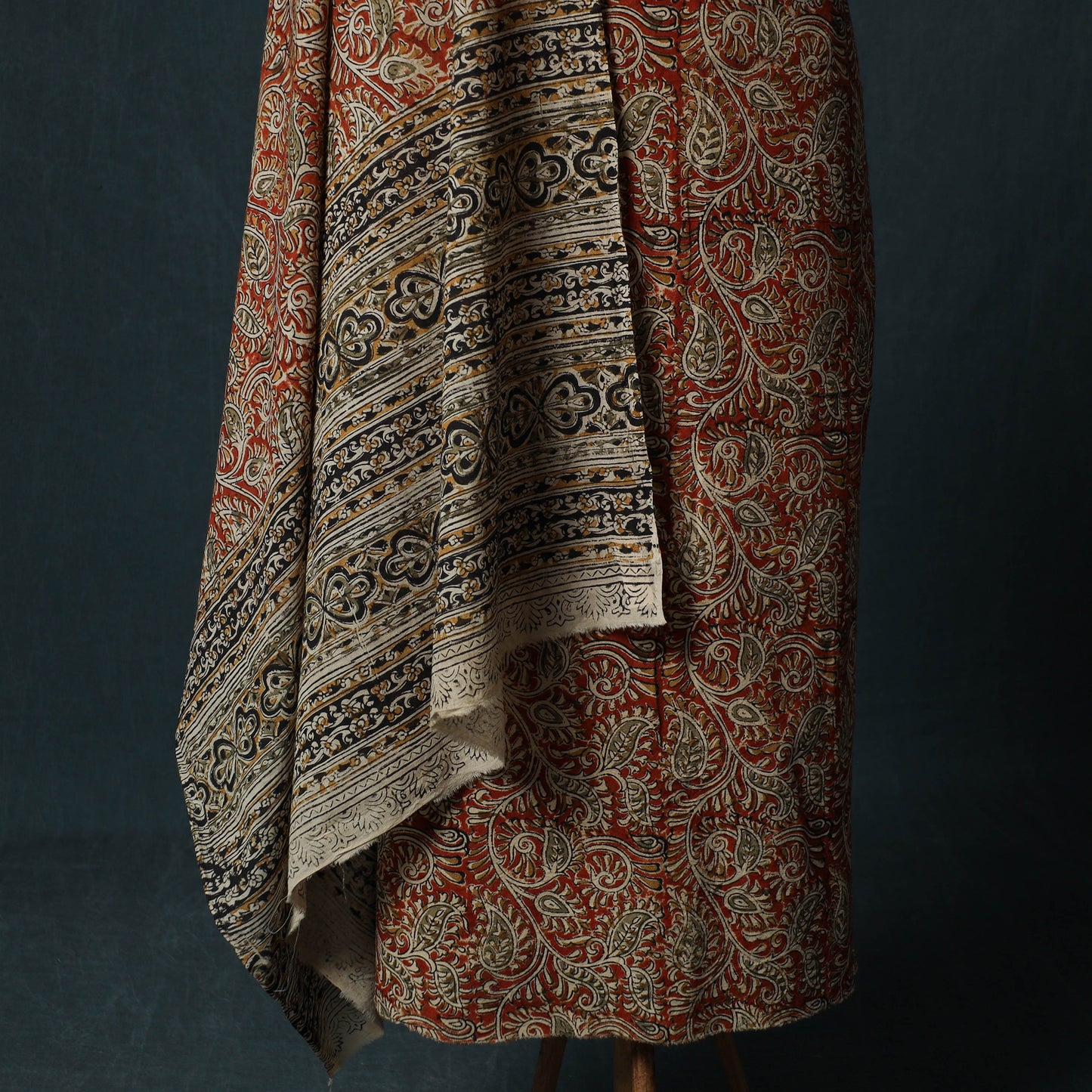 Pedana Hand Block Print Natural Dyed Cotton Kalamkari 2pc Unstitched Dress Material Kurta Set 11