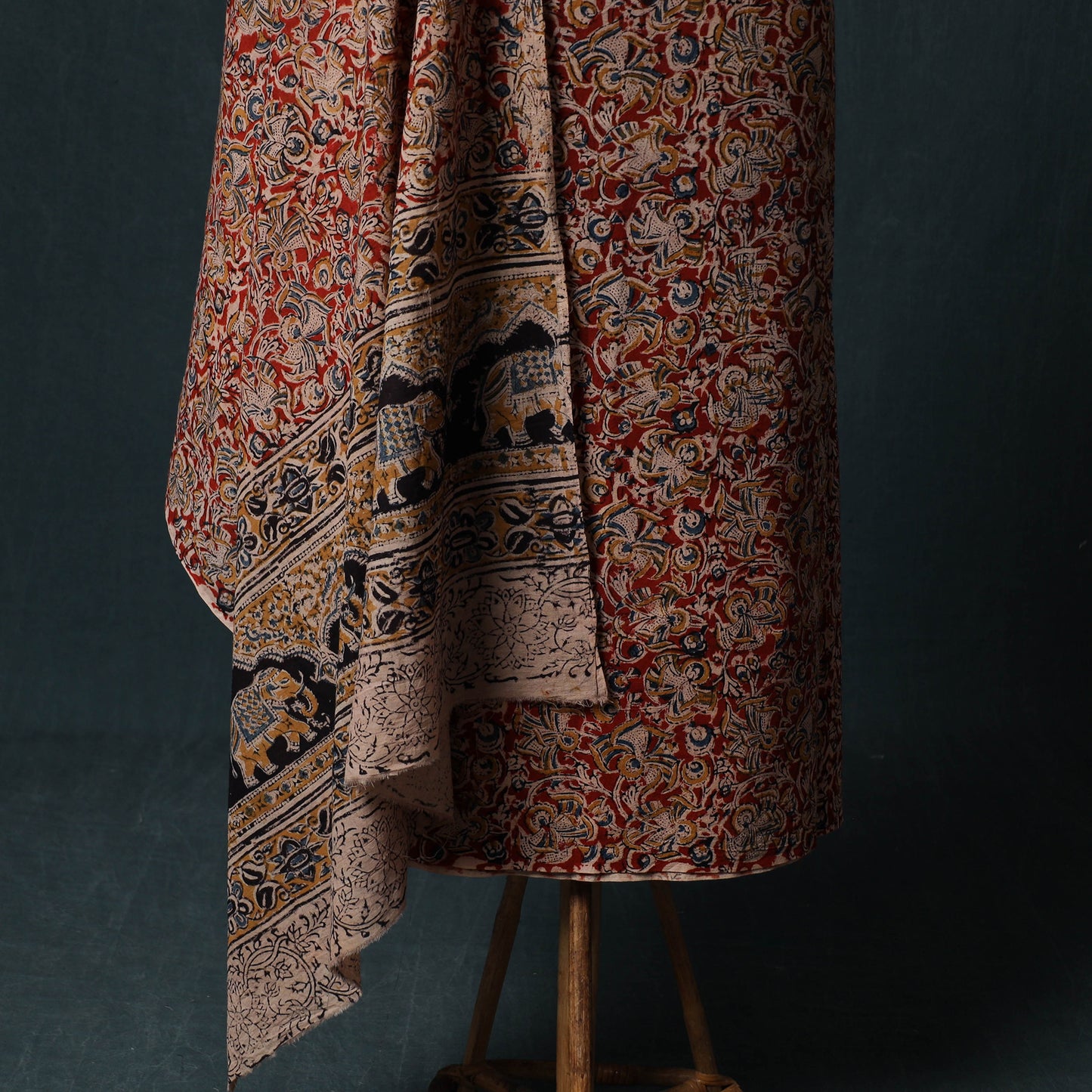 Pedana Hand Block Print Natural Dyed Cotton Kalamkari 2pc Unstitched Dress Material Kurta Set 13