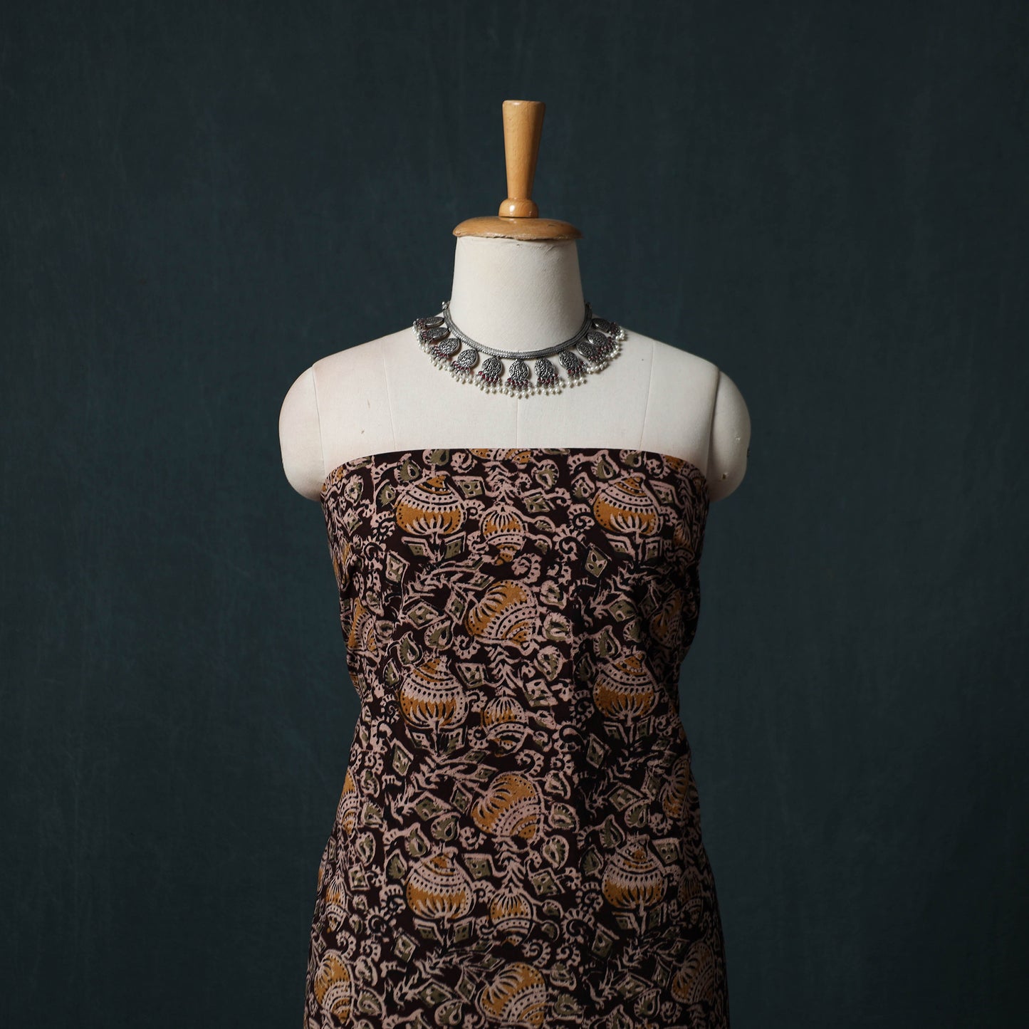 Pedana Hand Block Print Natural Dyed Cotton Kalamkari 2pc Unstitched Dress Material Kurta Set 15