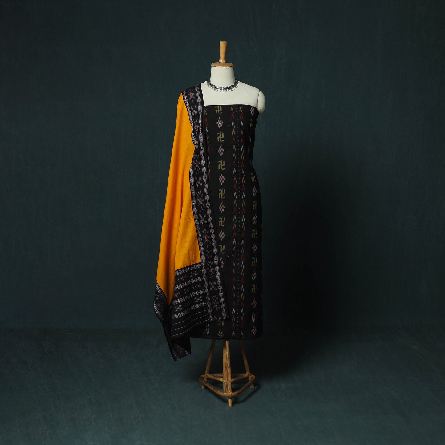 Sambalpuri Ikat Cotton 3pc Unstitched Dress Material Suit Set 38