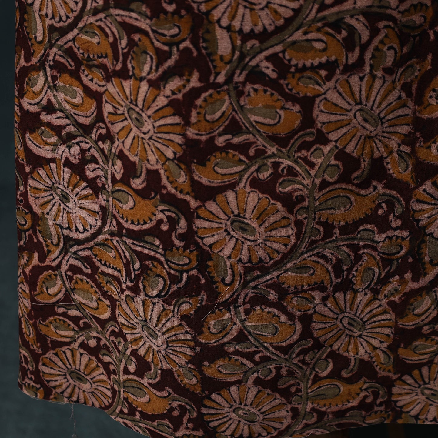 Pedana Hand Block Print Natural Dyed Cotton Kalamkari 2pc Unstitched Dress Material Kurta Set 16