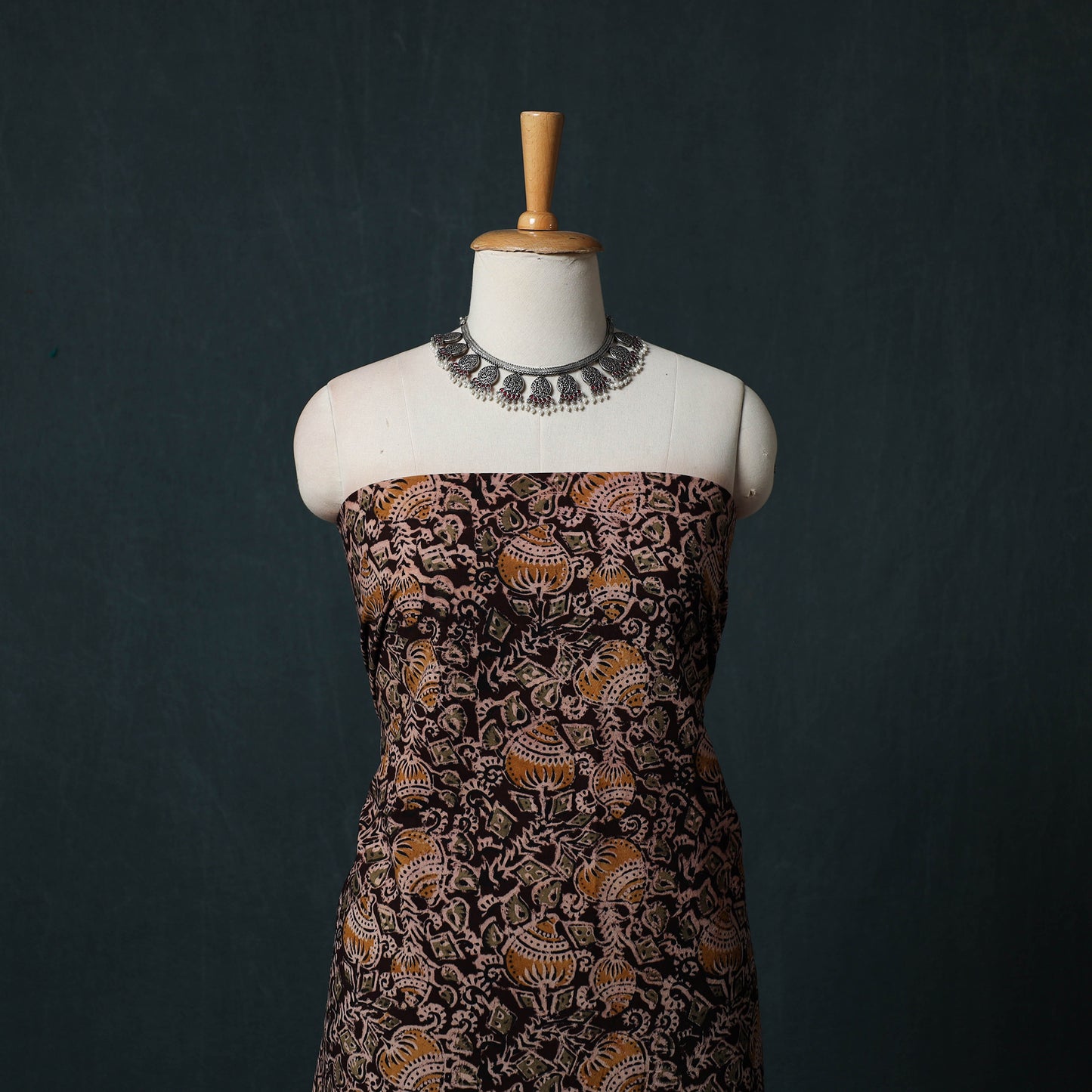 Pedana Hand Block Print Natural Dyed Cotton Kalamkari 2pc Unstitched Dress Material Kurta Set 19