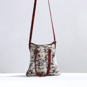 Grey - Handmade Quilted Cotton Batik Printed Sling Bag 03