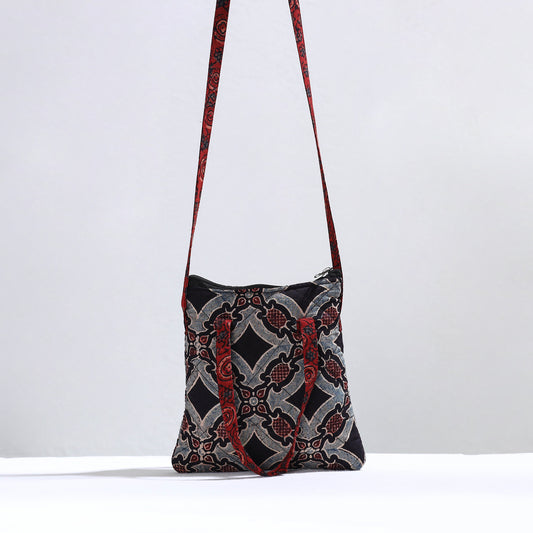 Handmade Quilted Cotton Ajrakh Block Printed Sling Bag 07