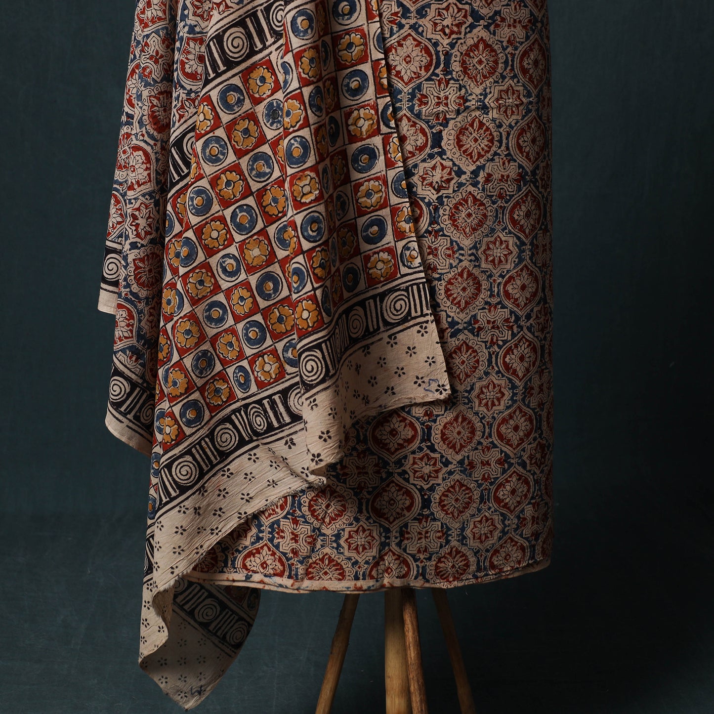 Pedana Hand Block Print Natural Dyed Cotton Kalamkari 2pc Unstitched Dress Material Kurta Set 03
