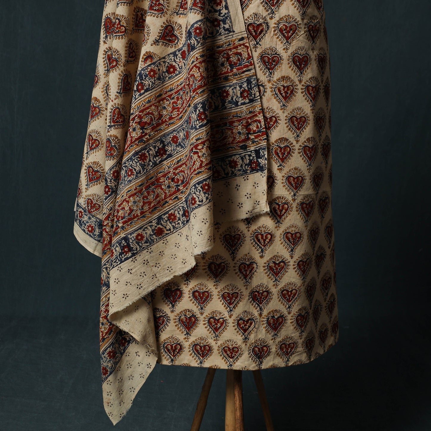 Pedana Hand Block Print Natural Dyed Cotton Kalamkari 2pc Unstitched Dress Material Kurta Set 05