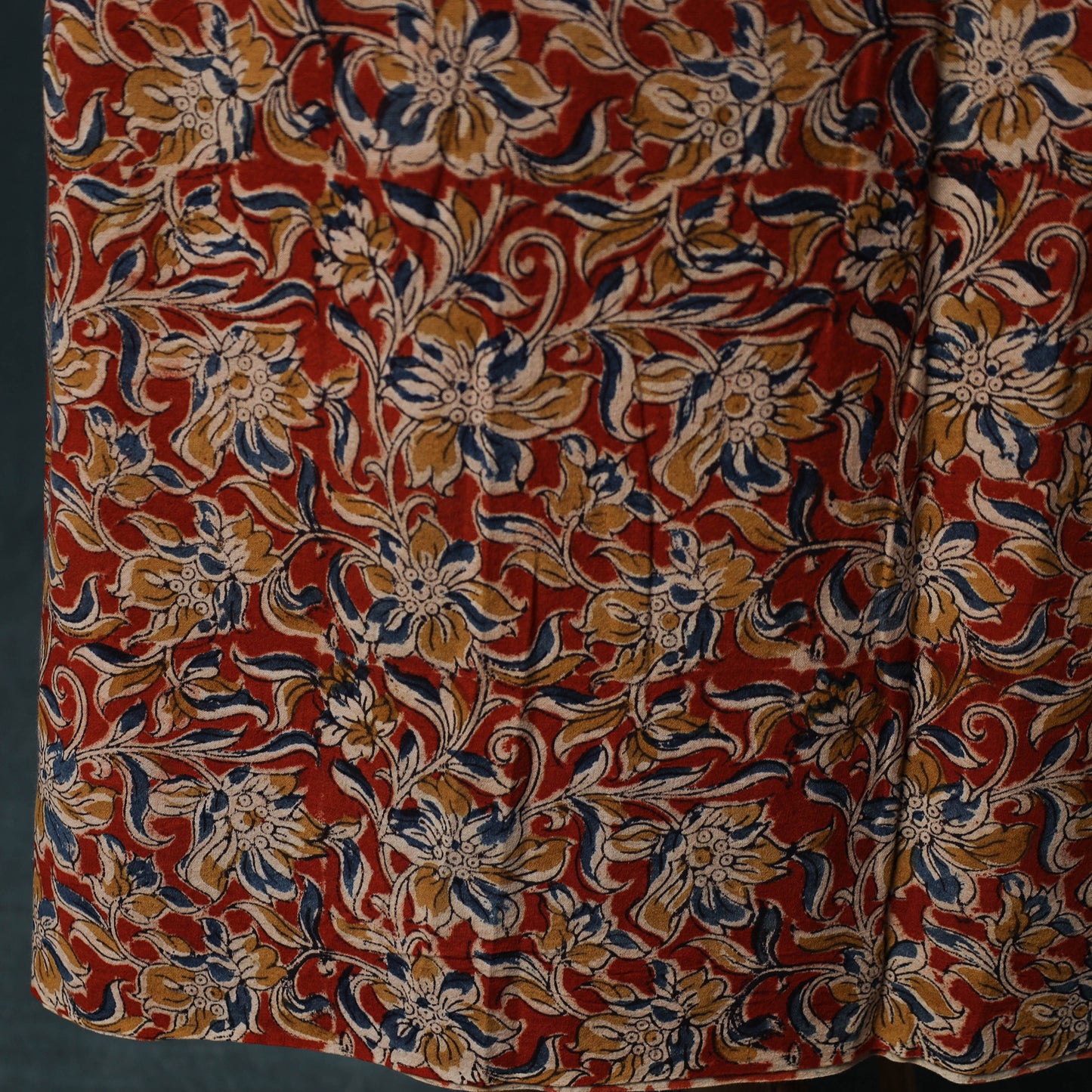 Pedana Hand Block Print Natural Dyed Cotton Kalamkari 2pc Unstitched Dress Material Kurta Set 07
