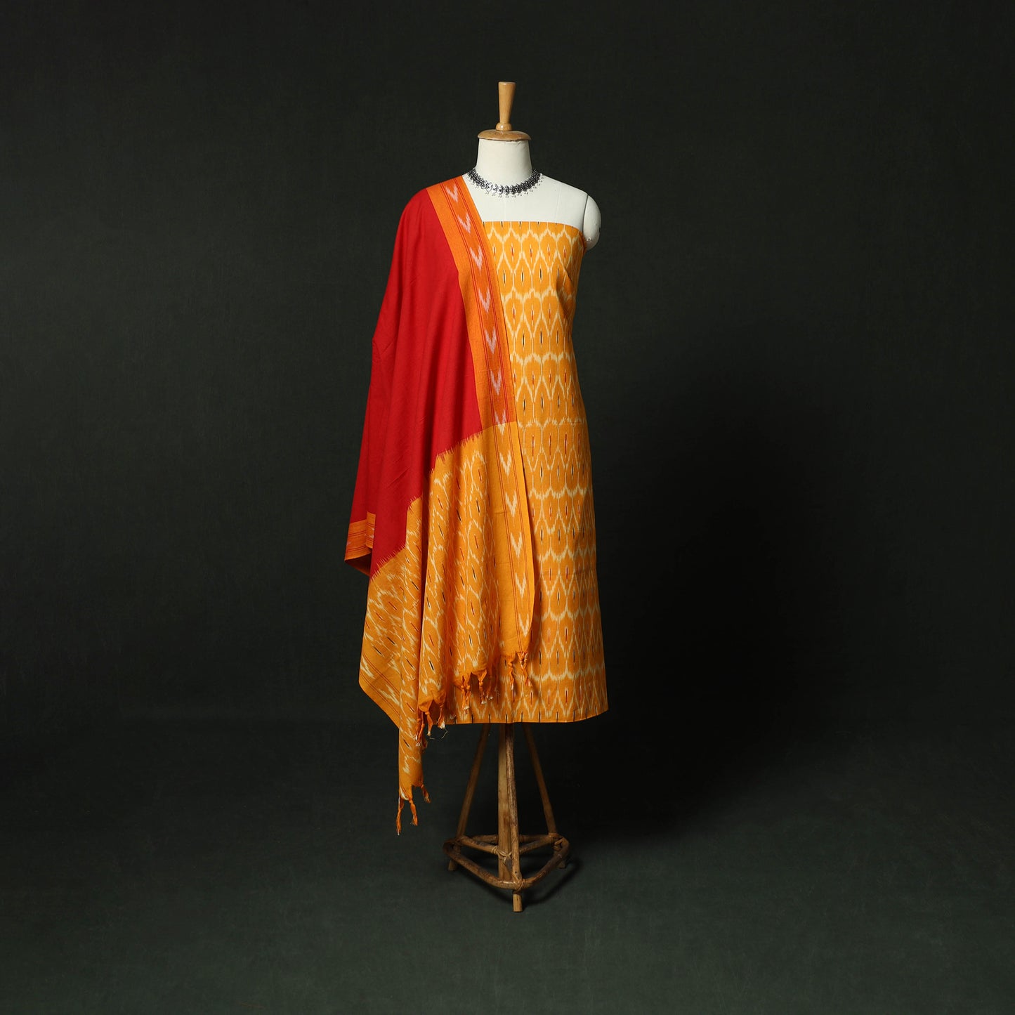 Pochampally Ikat Cotton 3pc Unstitched Dress Material Suit Set 02