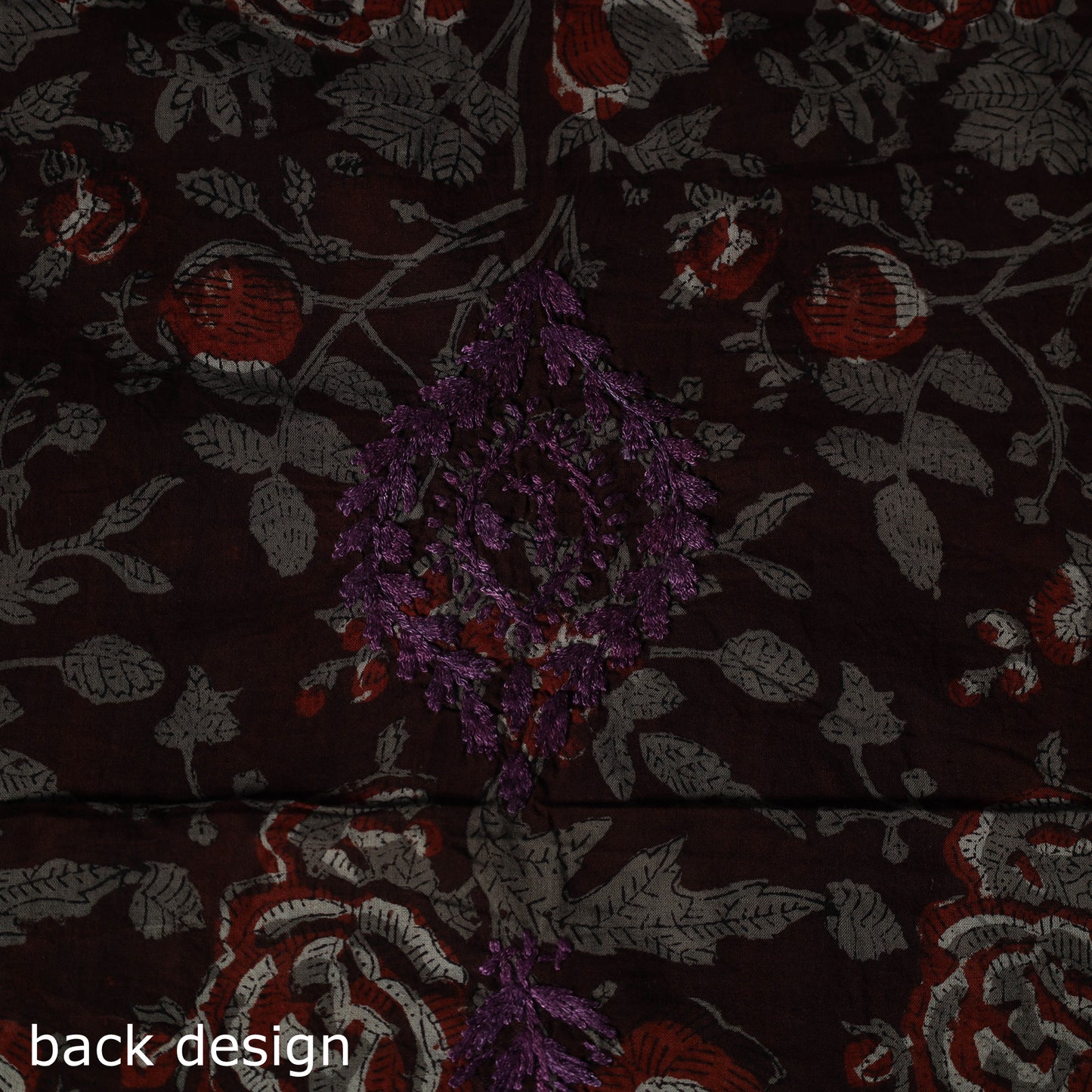 Lucknowi Chikankari Hand Embroidered Bagru Cotton Unstitched Kurta Material (2.5M) 08