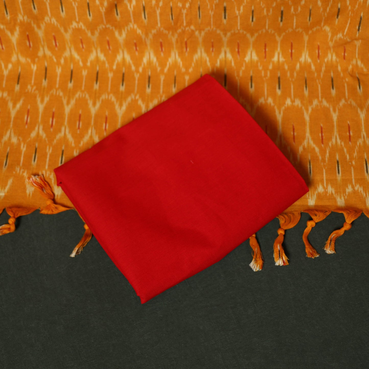 Pochampally Ikat Cotton 3pc Unstitched Dress Material Suit Set 02