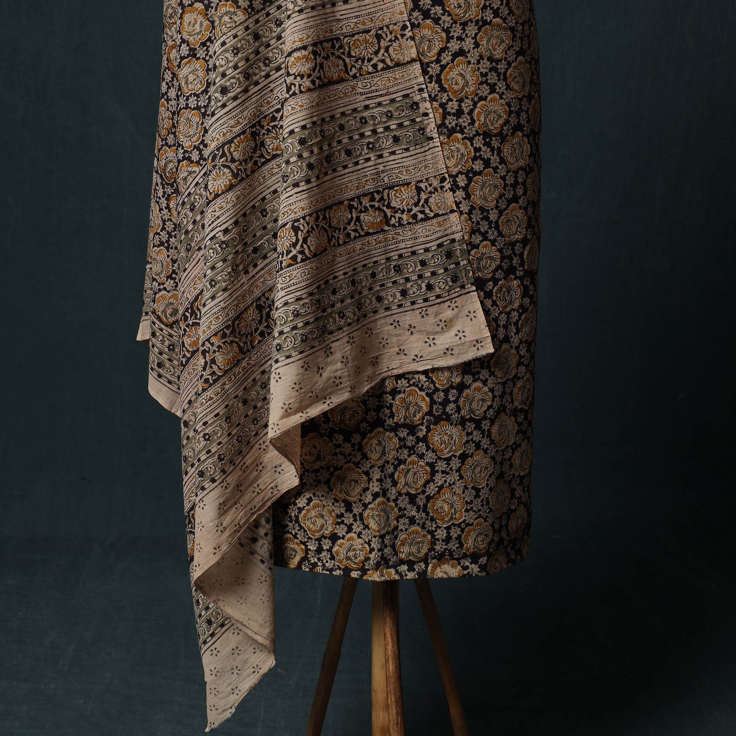 Pedana Hand Block Print Natural Dyed Cotton Kalamkari 2pc Unstitched Dress Material Kurta Set 11