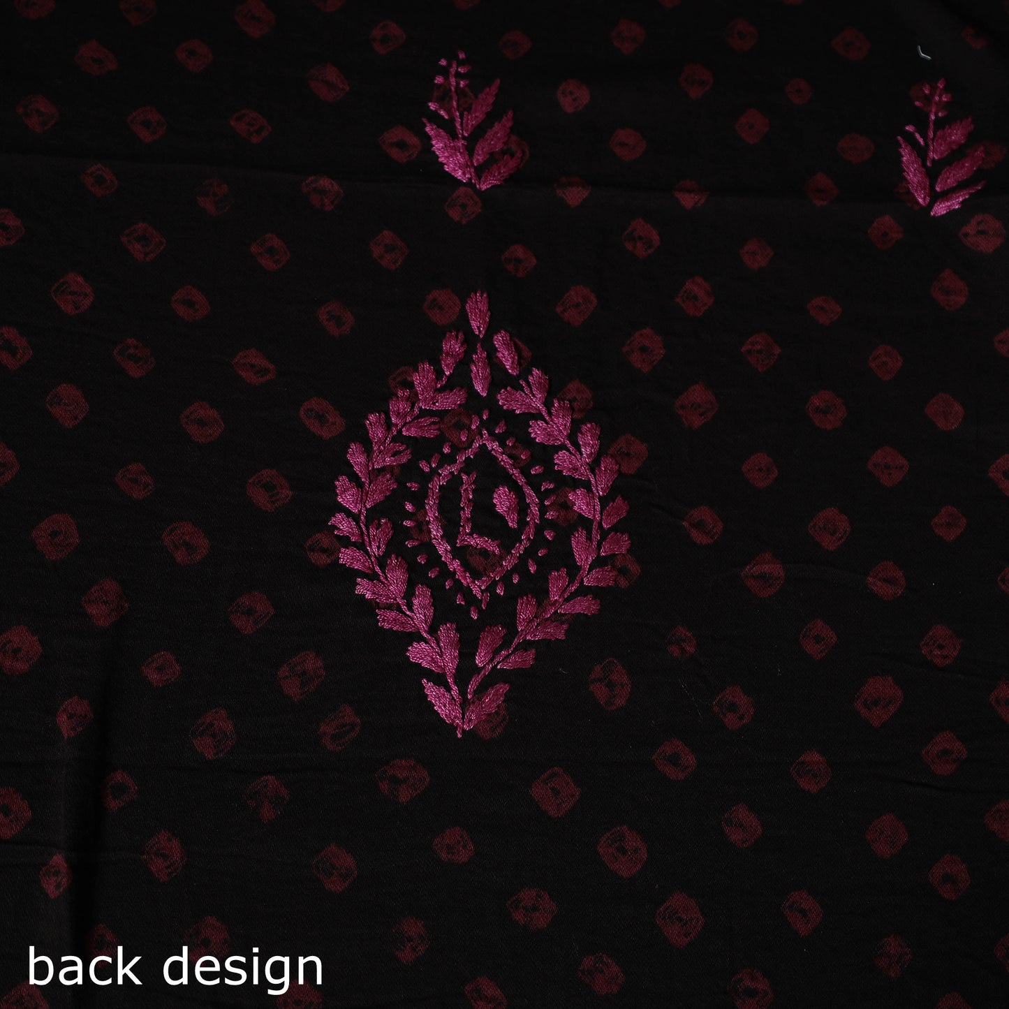 Lucknowi Chikankari Hand Embroidered Bandhani Cotton Unstitched Kurta Material (2.5M) 11