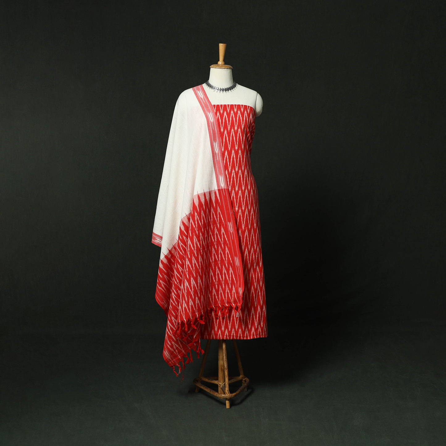 Pochampally Ikat Cotton 3pc Unstitched Dress Material Suit Set 05