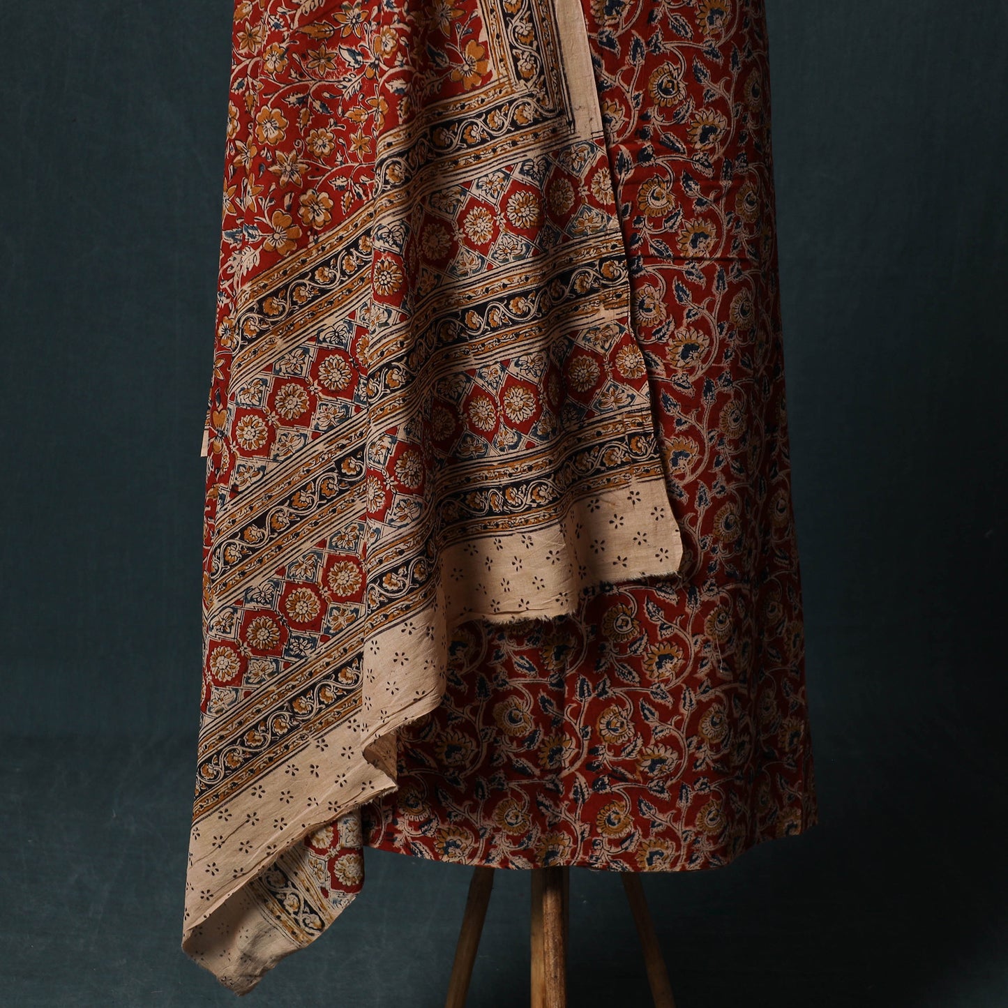 Pedana Hand Block Print Natural Dyed Cotton Kalamkari 2pc Unstitched Dress Material Kurta Set 13