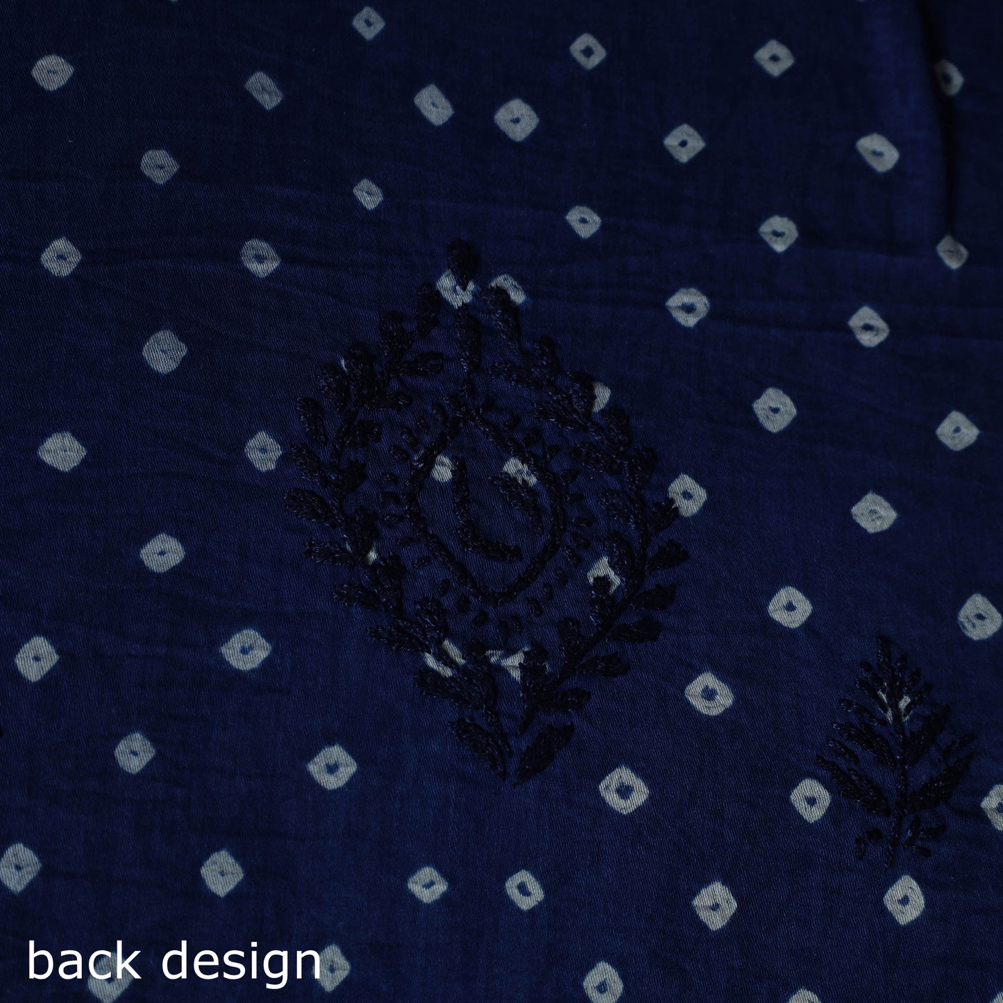 Lucknowi Chikankari Hand Embroidered Bandhani Cotton Unstitched Kurta Material (2.5M) 14