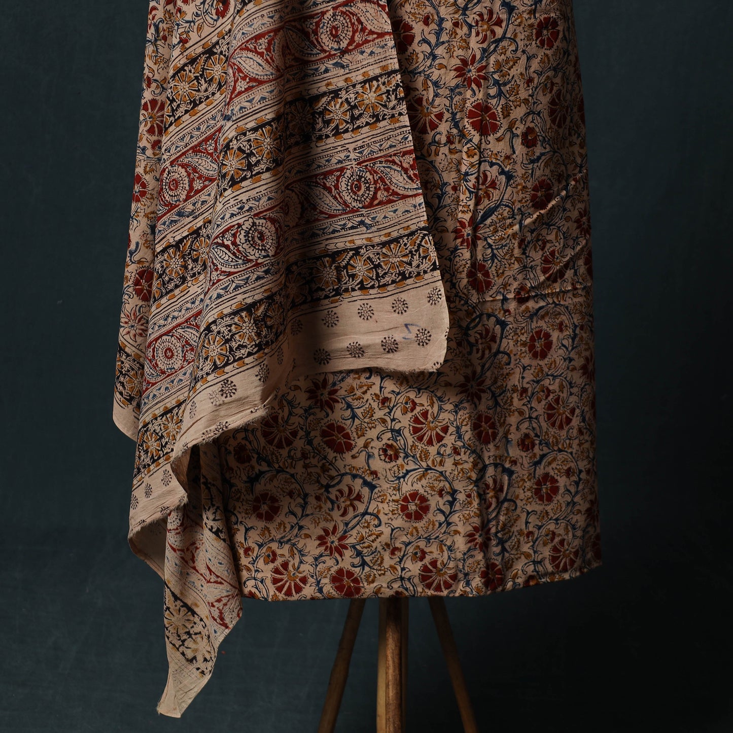 Pedana Hand Block Print Natural Dyed Cotton Kalamkari 2pc Unstitched Dress Material Kurta Set 14