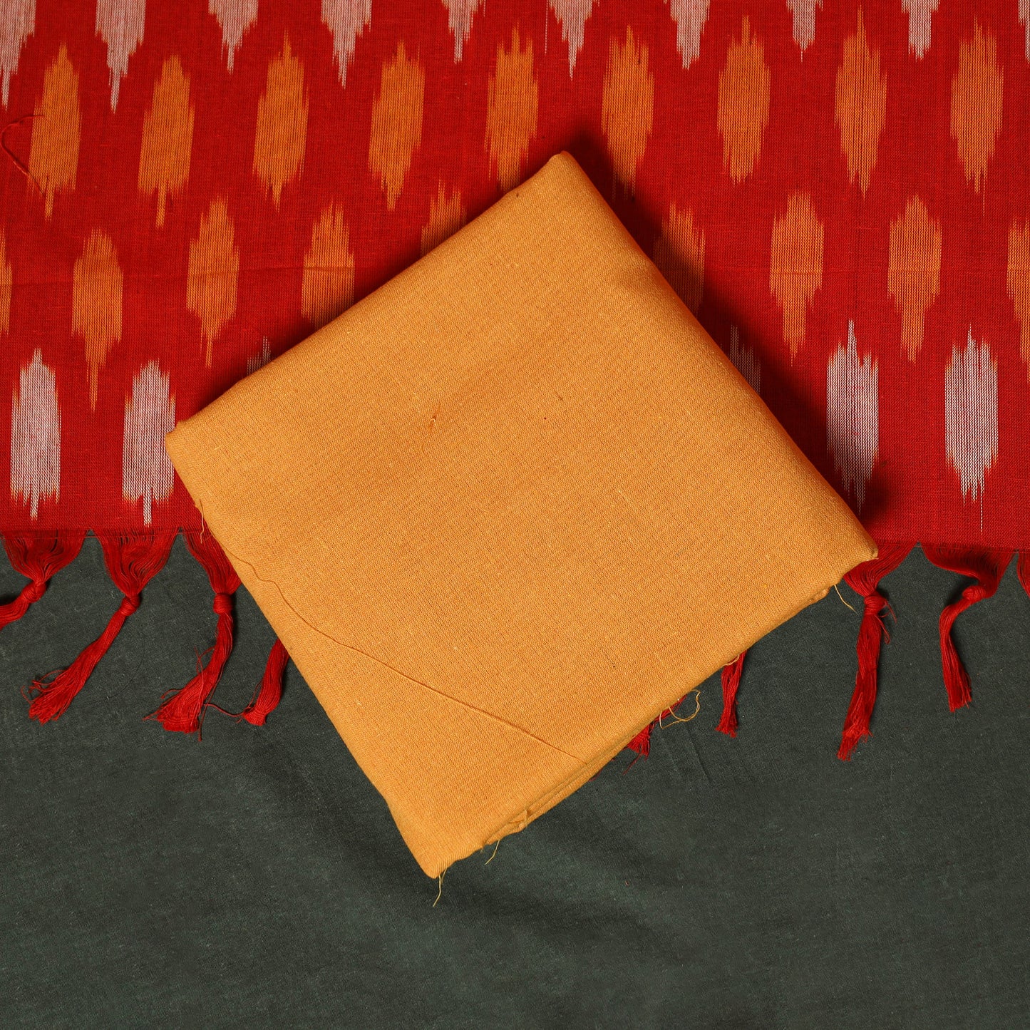 Pochampally Ikat Cotton 3pc Unstitched Dress Material Suit Set 08