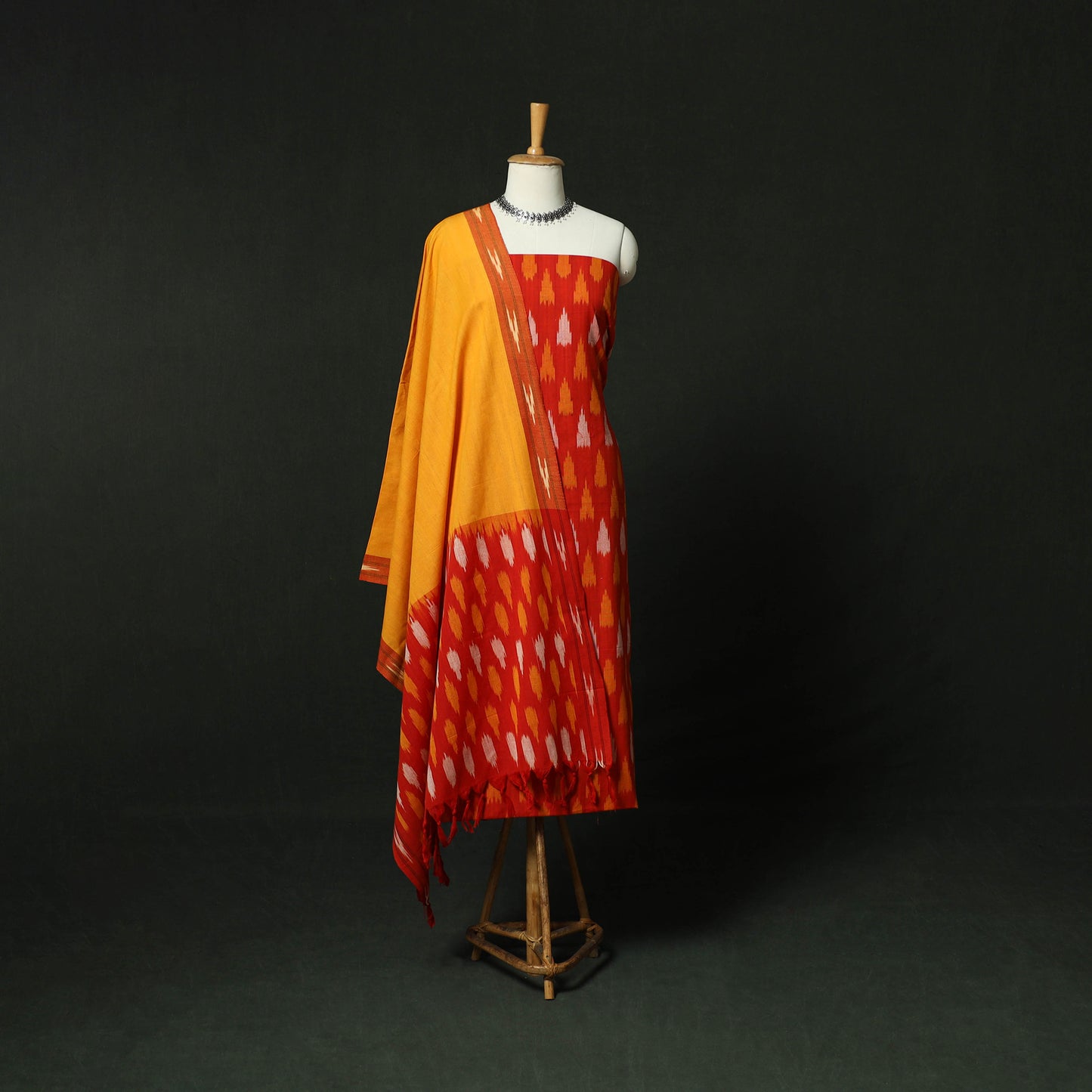 Pochampally Ikat Cotton 3pc Unstitched Dress Material Suit Set 08