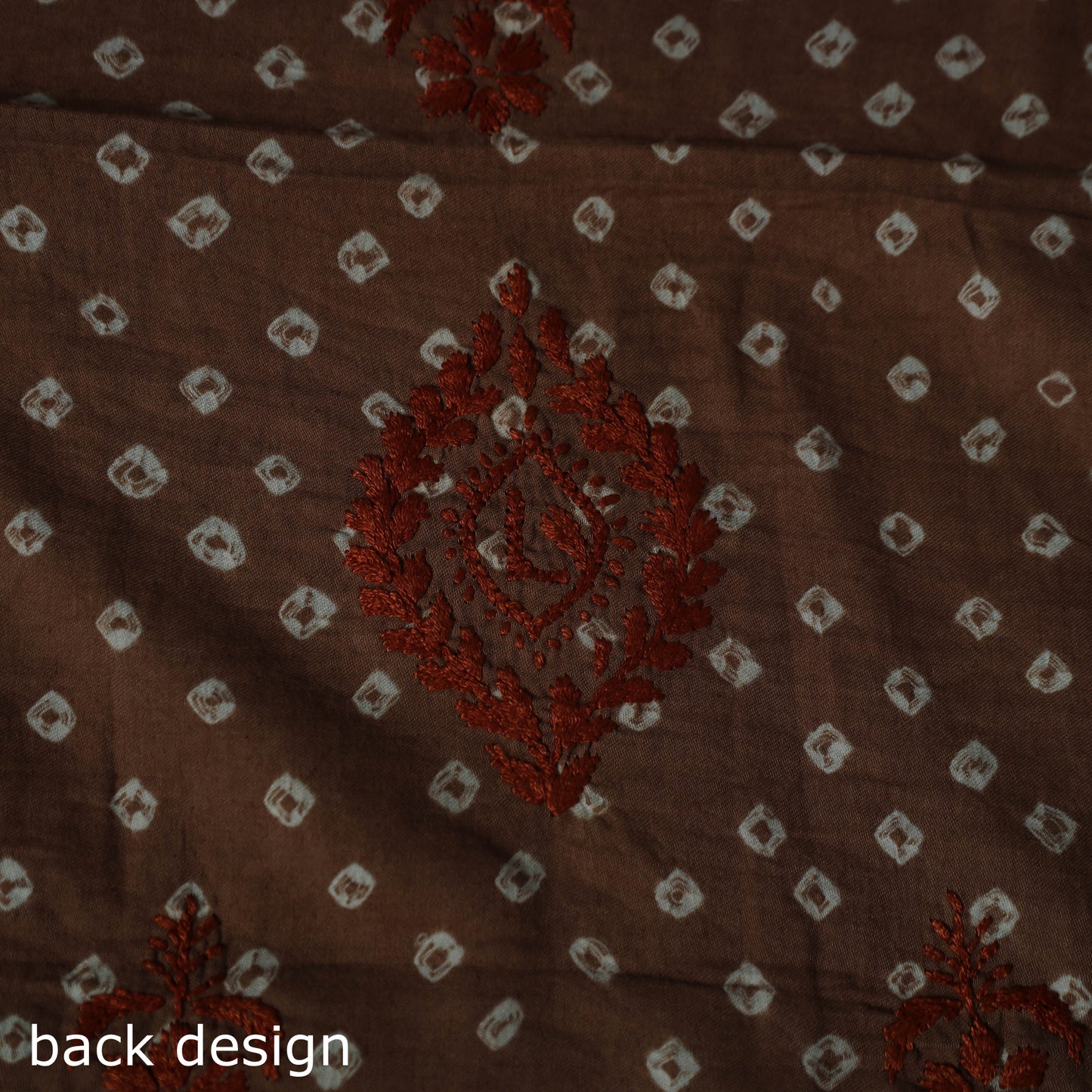 Lucknowi Chikankari Hand Embroidered Bandhani Cotton Unstitched Kurta Material (2.5M) 17