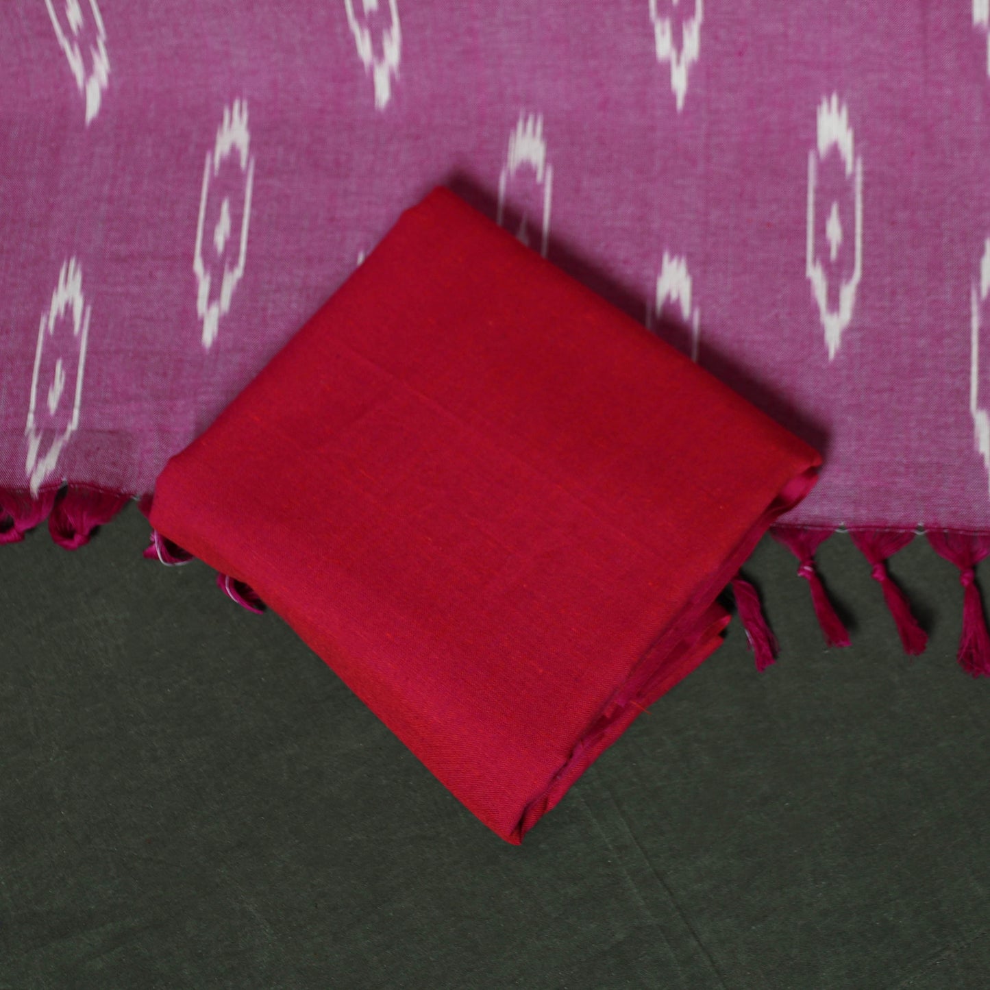 Pochampally Ikat Cotton 3pc Unstitched Dress Material Suit Set 14