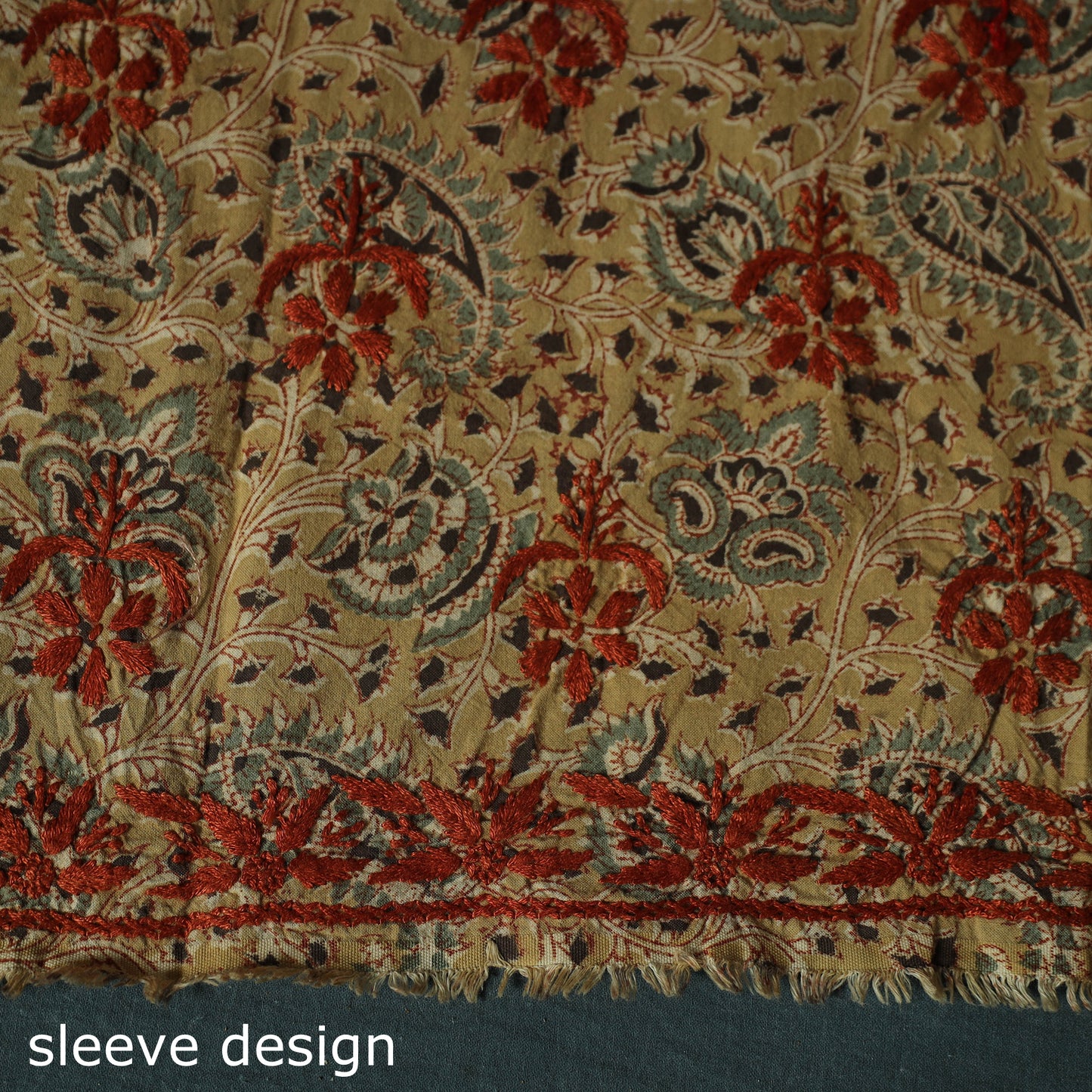Lucknowi Chikankari Hand Embroidered Kalamkari Cotton Unstitched Kurta Material (2.5M) 23