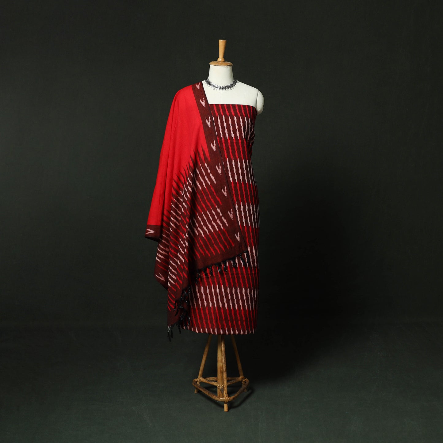 Pochampally Ikat Cotton 3pc Unstitched Dress Material Suit Set 16