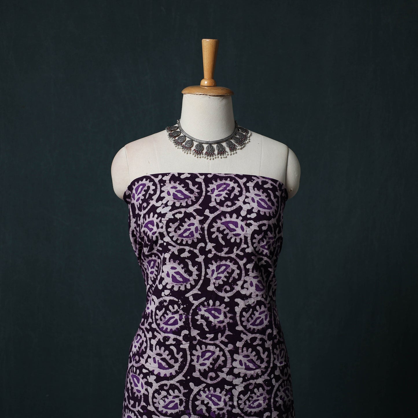 Hand Block Batik Print Cotton 2pc Unstitched Dress Material Kurta Set 07