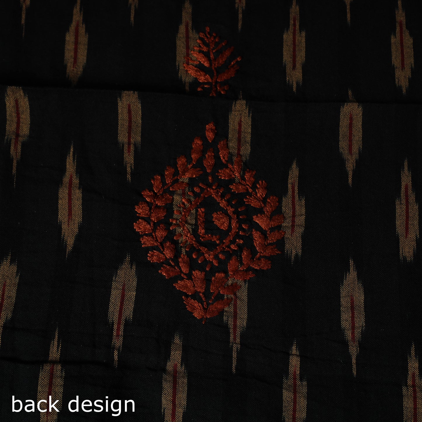 Lucknowi Chikankari Hand Embroidered Pochampally Ikat Cotton Unstitched Kurta Material (2.5M) 27