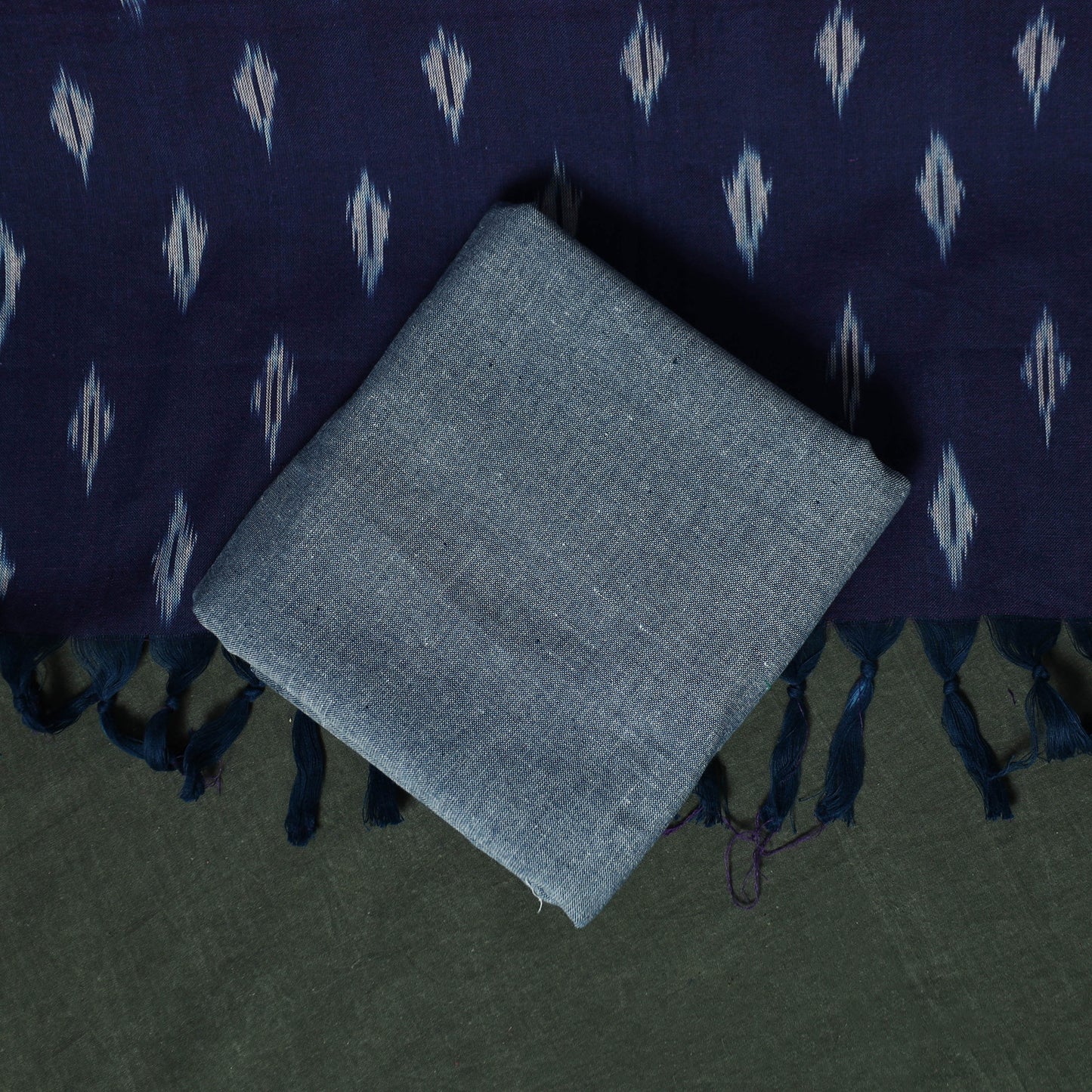 Pochampally Ikat Cotton 3pc Unstitched Dress Material Suit Set 18