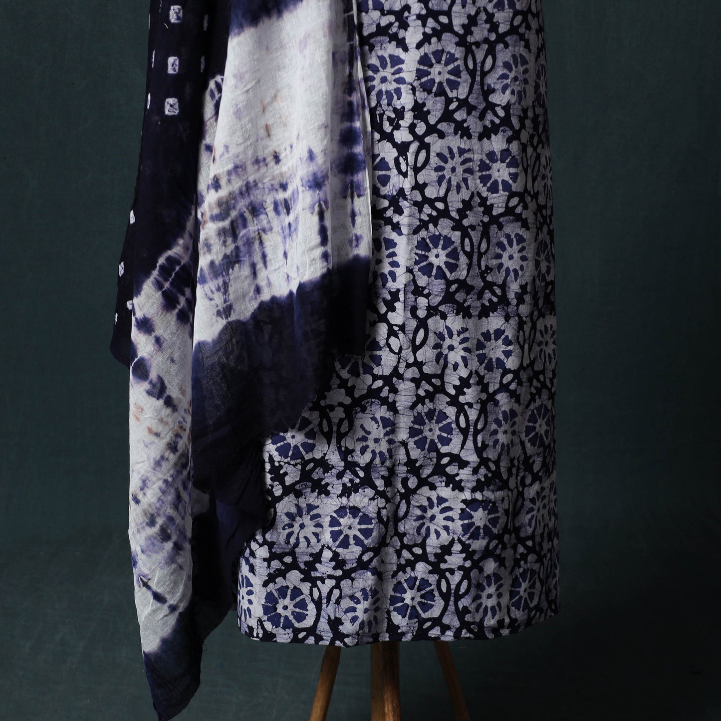 Hand Block Batik Print Cotton 2pc Unstitched Dress Material Kurta Set 10