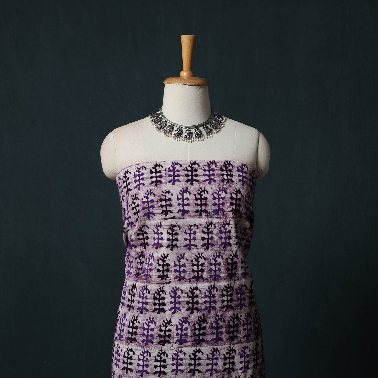 Hand Block Batik Print Cotton 2pc Unstitched Dress Material Kurta Set 11
