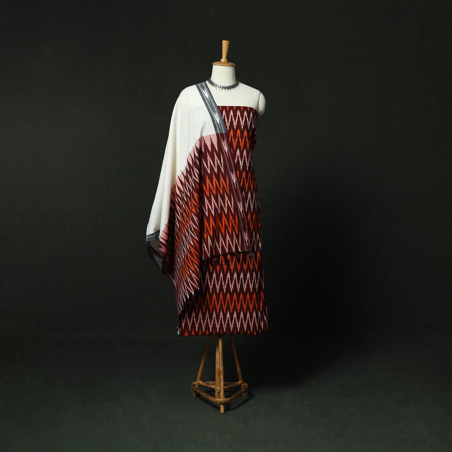 Pochampally Ikat Cotton 3pc Unstitched Dress Material Suit Set 23