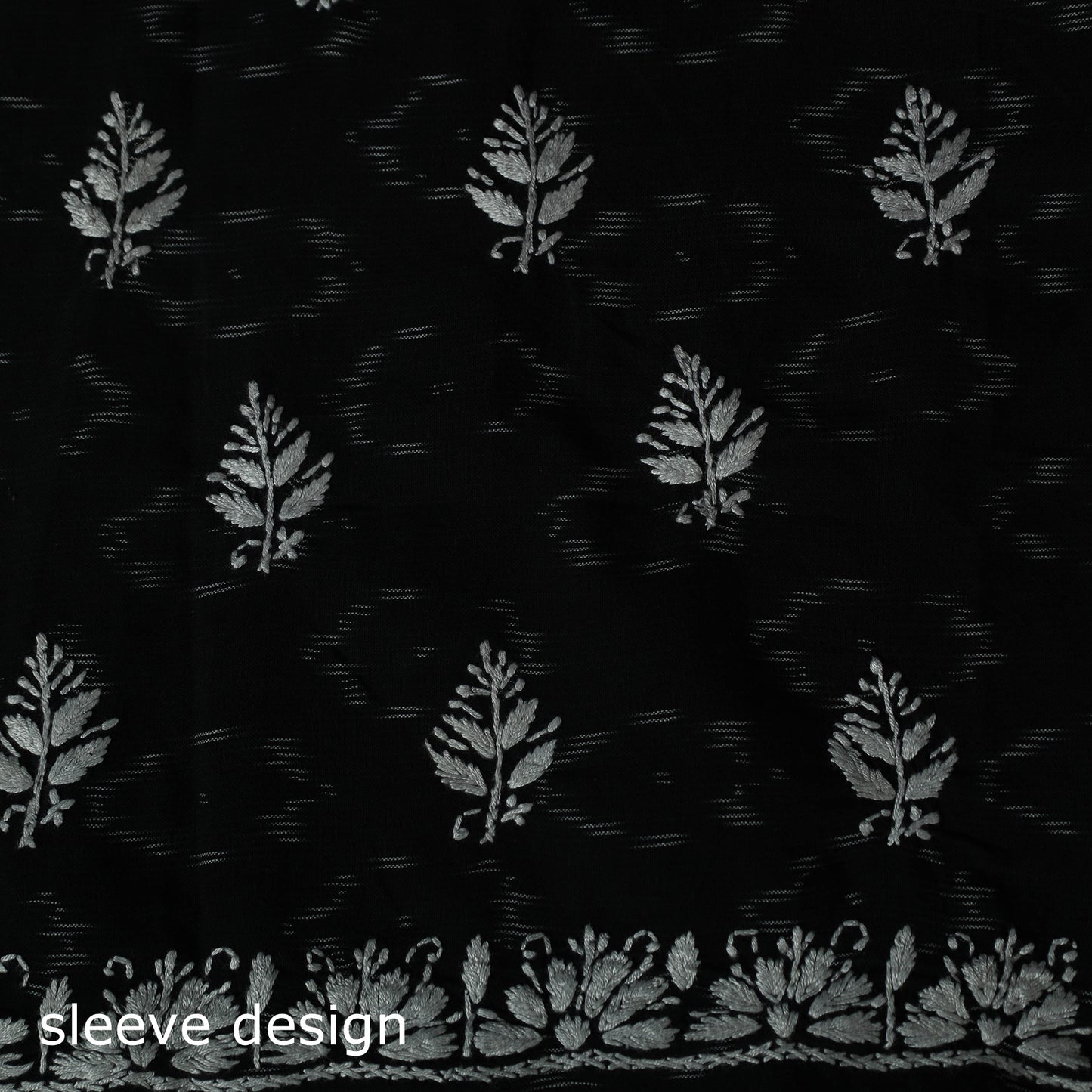 Lucknowi Chikankari Hand Embroidered Pochampally Ikat Cotton Unstitched Kurta Material (2.5M) 34