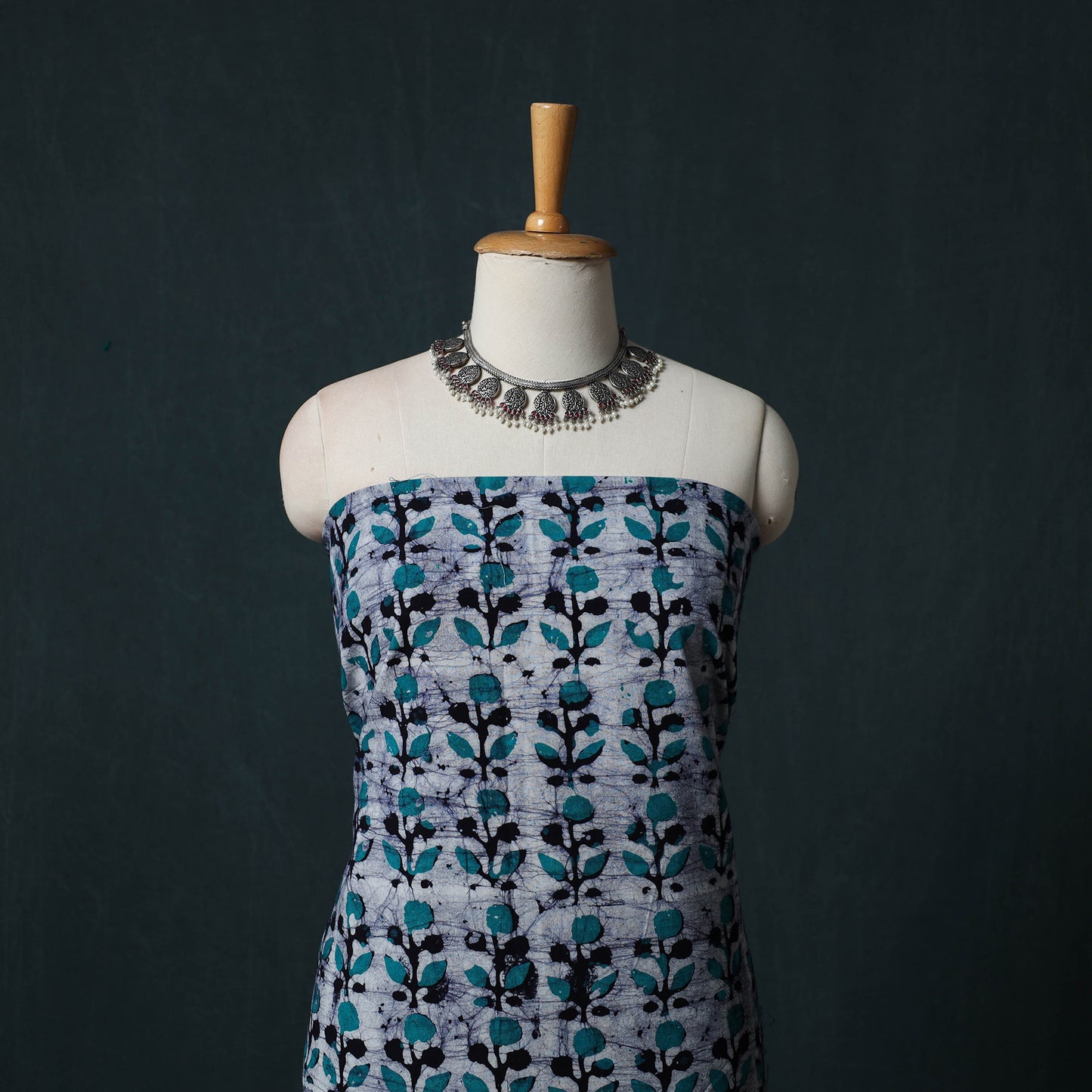 Hand Block Batik Print Cotton 2pc Unstitched Dress Material Kurta Set 22