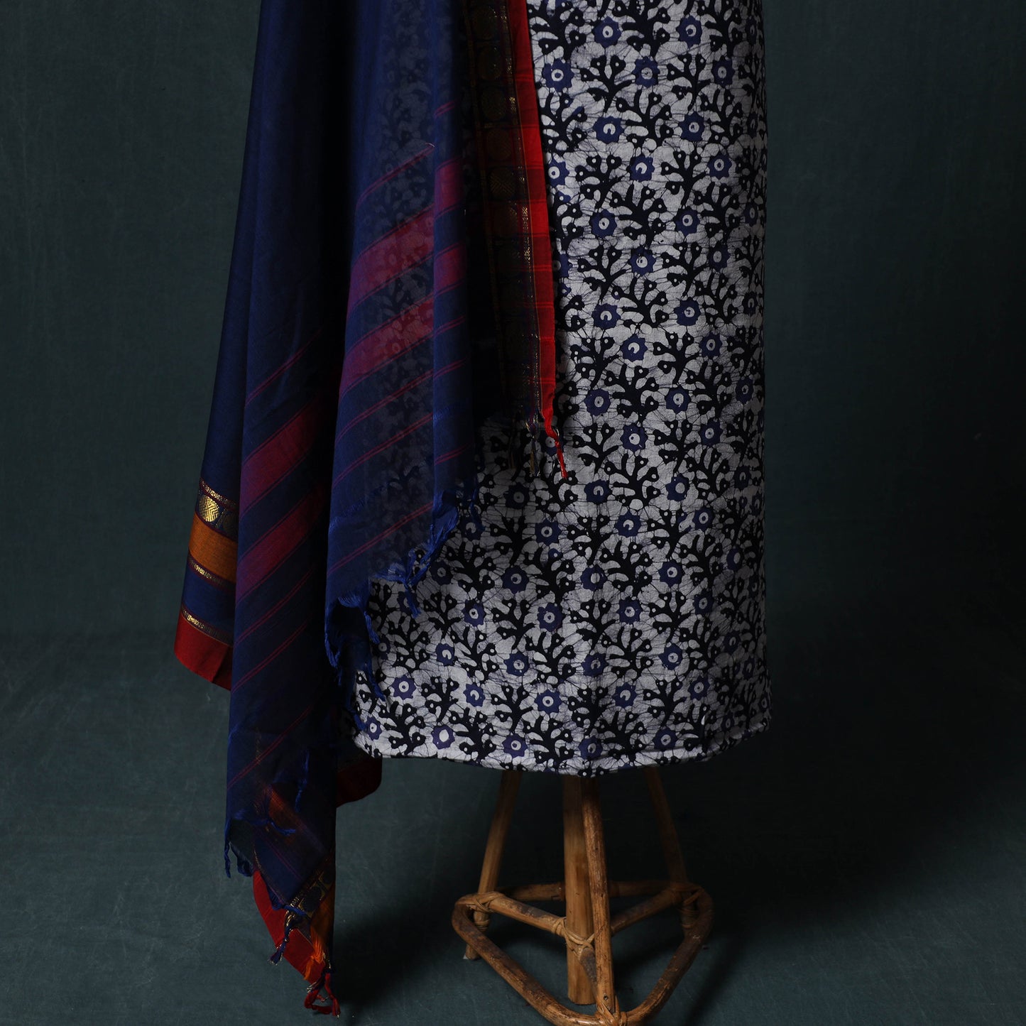 Hand Block Batik Print Cotton 2pc Unstitched Dress Material Kurta Set 27