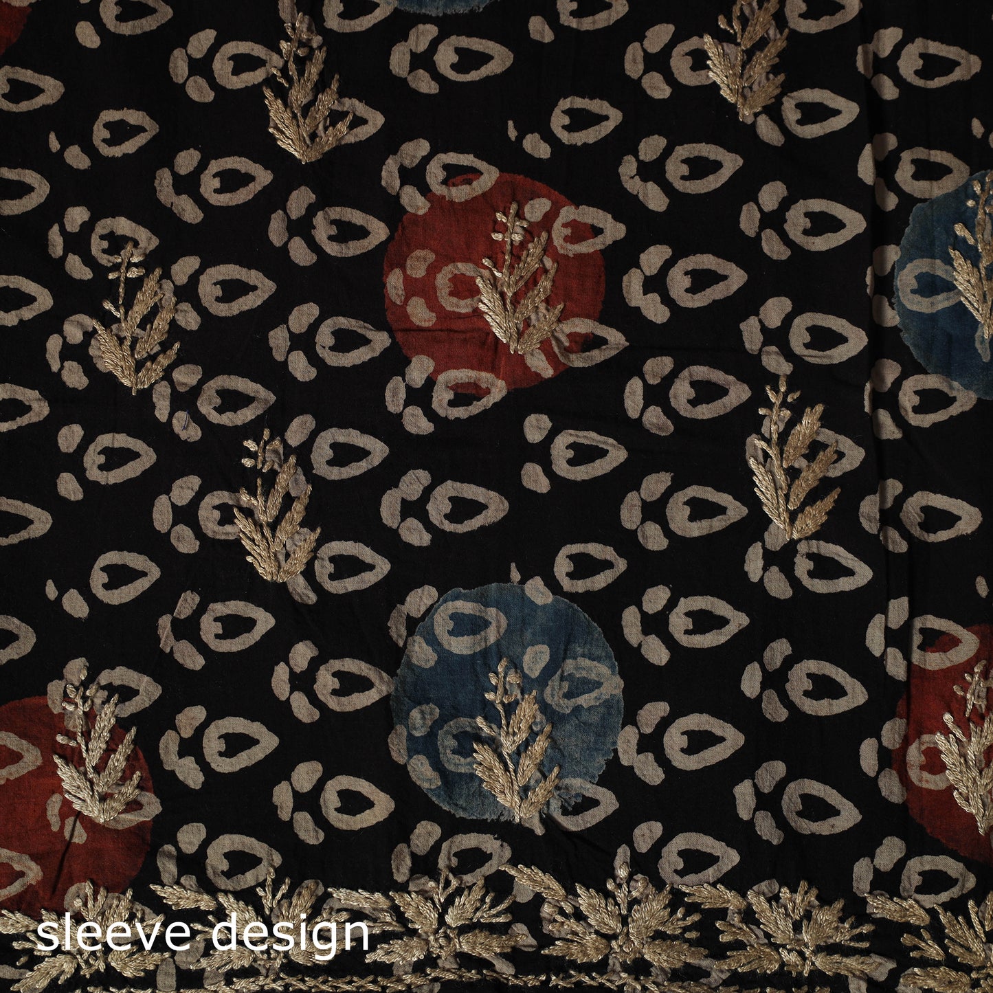 Lucknowi Chikankari Hand Embroidered Ajrakh Cotton Unstitched Kurta Material (2.5M) 45