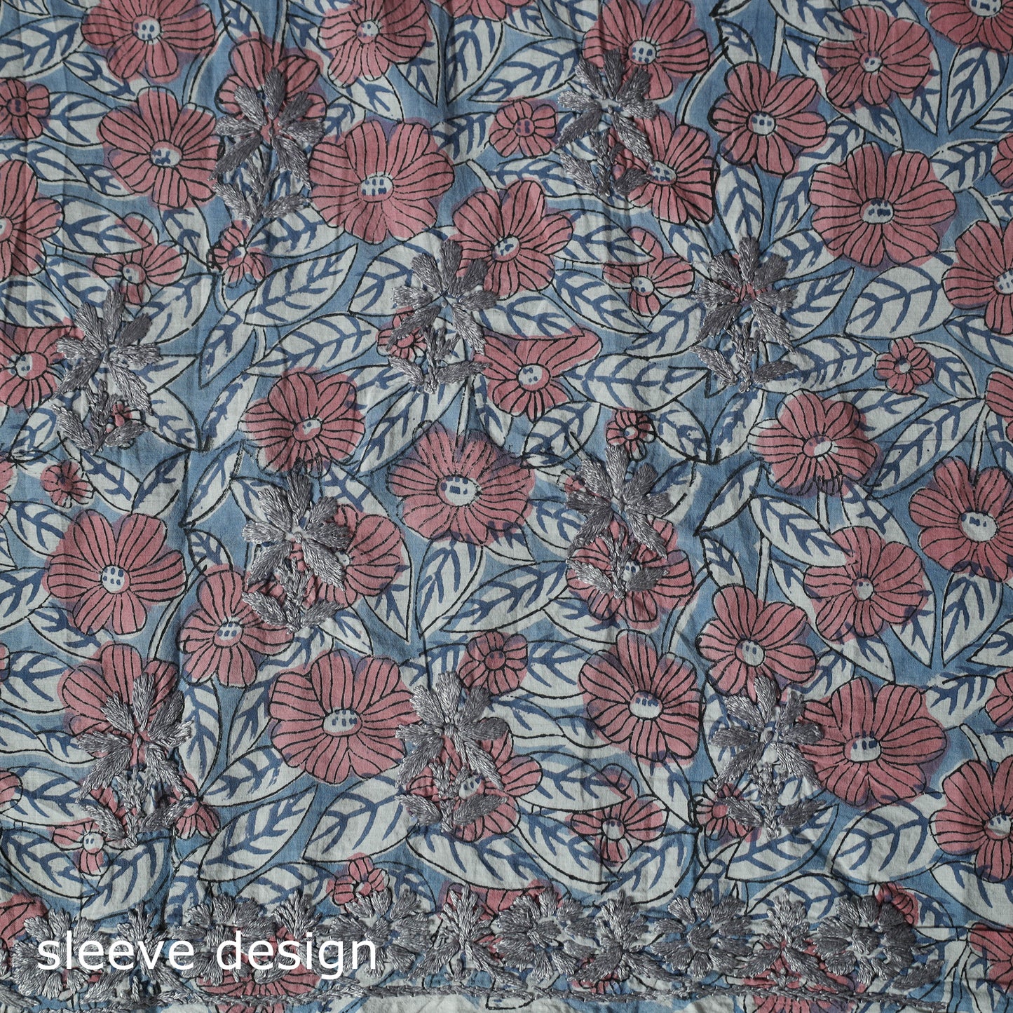 Lucknowi Chikankari Hand Embroidered Sanganeri Cotton Unstitched Kurta Material (2.5M) 47