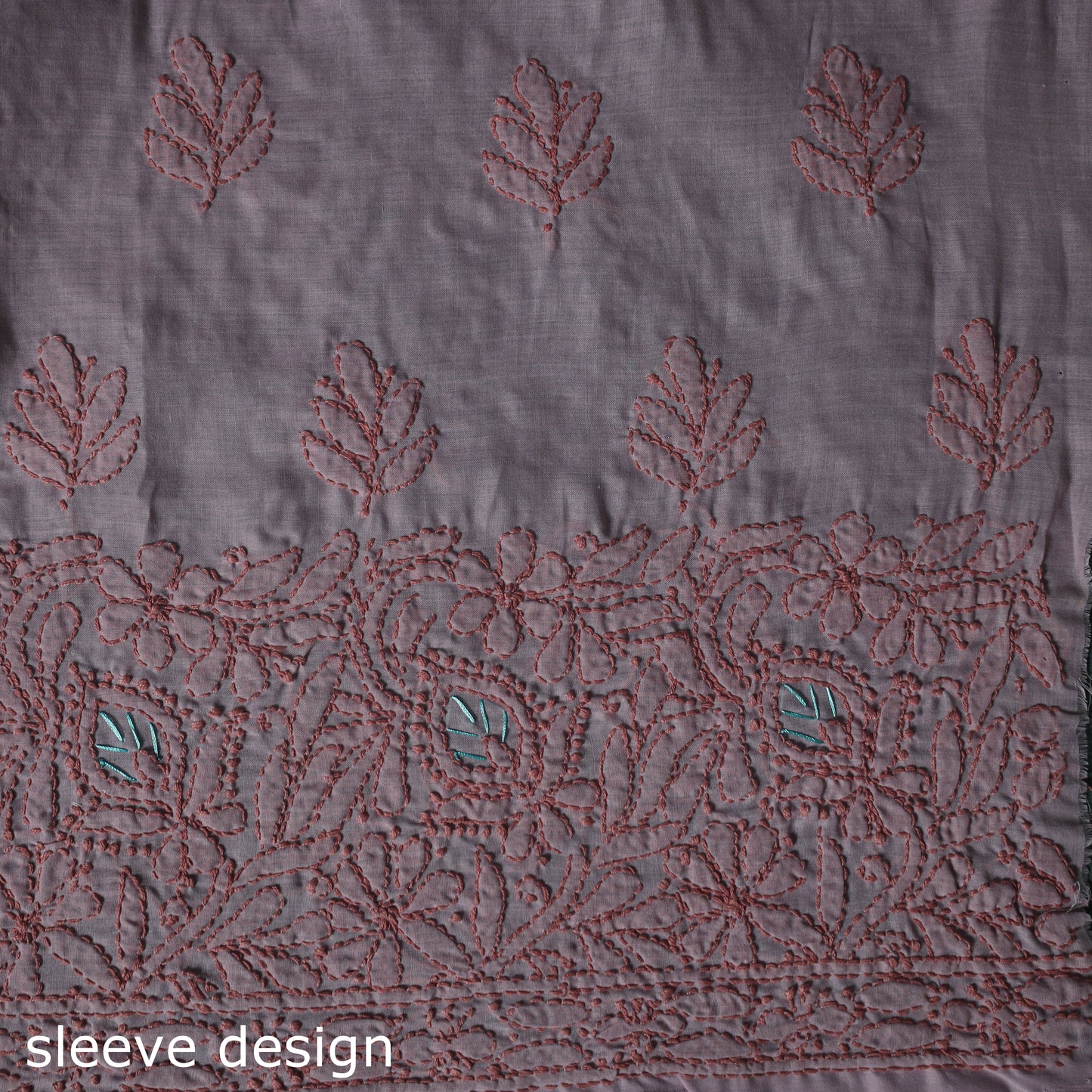 Lucknow Chikankari Parsi Style Hand Embroidered Pure Mul Cotton Unstitched Kurta Material (2.8M) 04