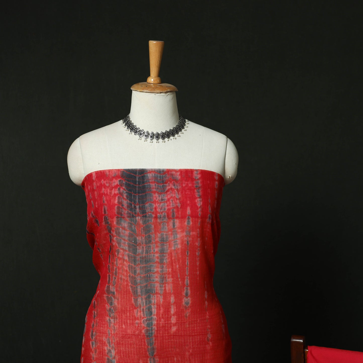 Shibori Tie-Dye Kota Doria Cotton 3pc Unstitched Dress Material Suit Set 07