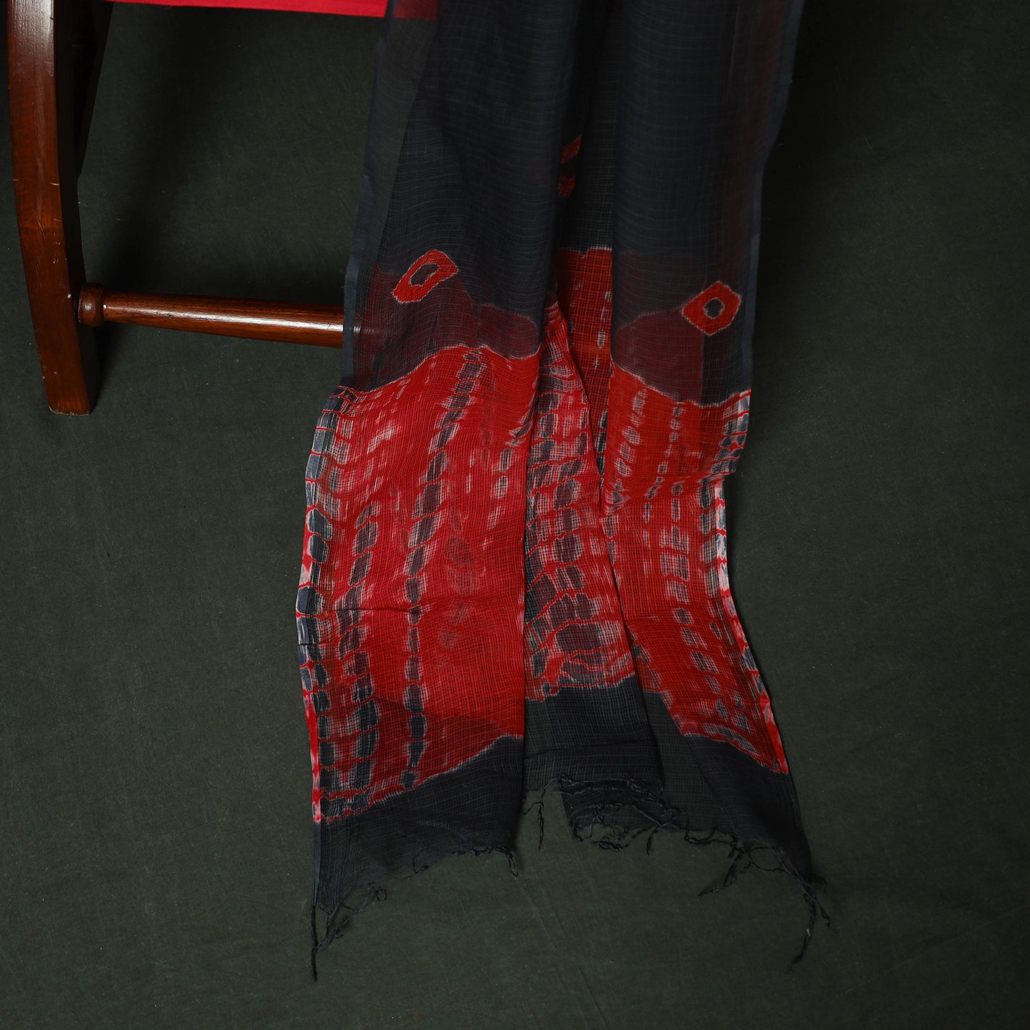 Shibori Tie-Dye Kota Doria Cotton 3pc Unstitched Dress Material Suit Set 07