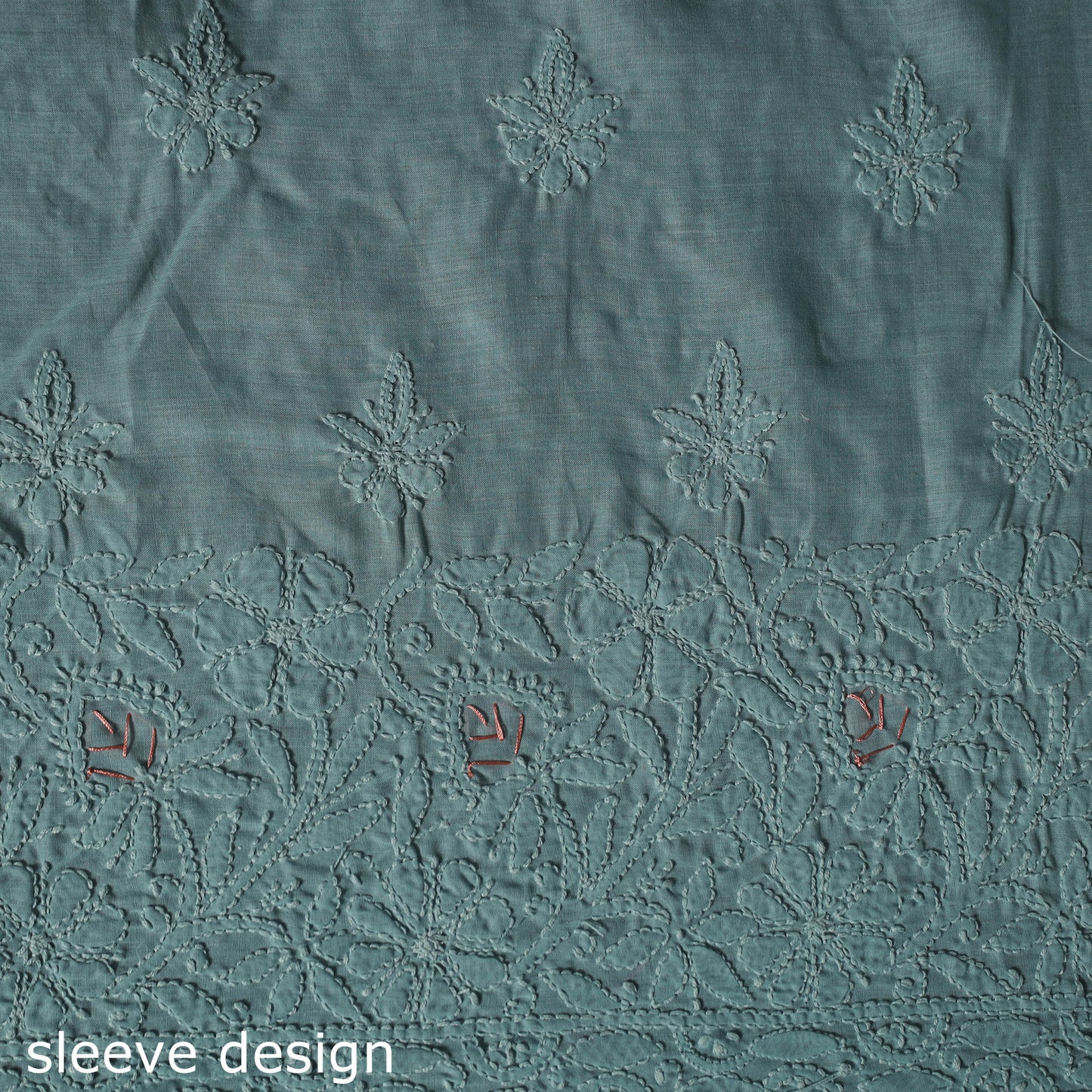 Lucknow Chikankari Parsi Style Hand Embroidered Pure Mul Cotton Unstitched Kurta Material (2.8M) 03