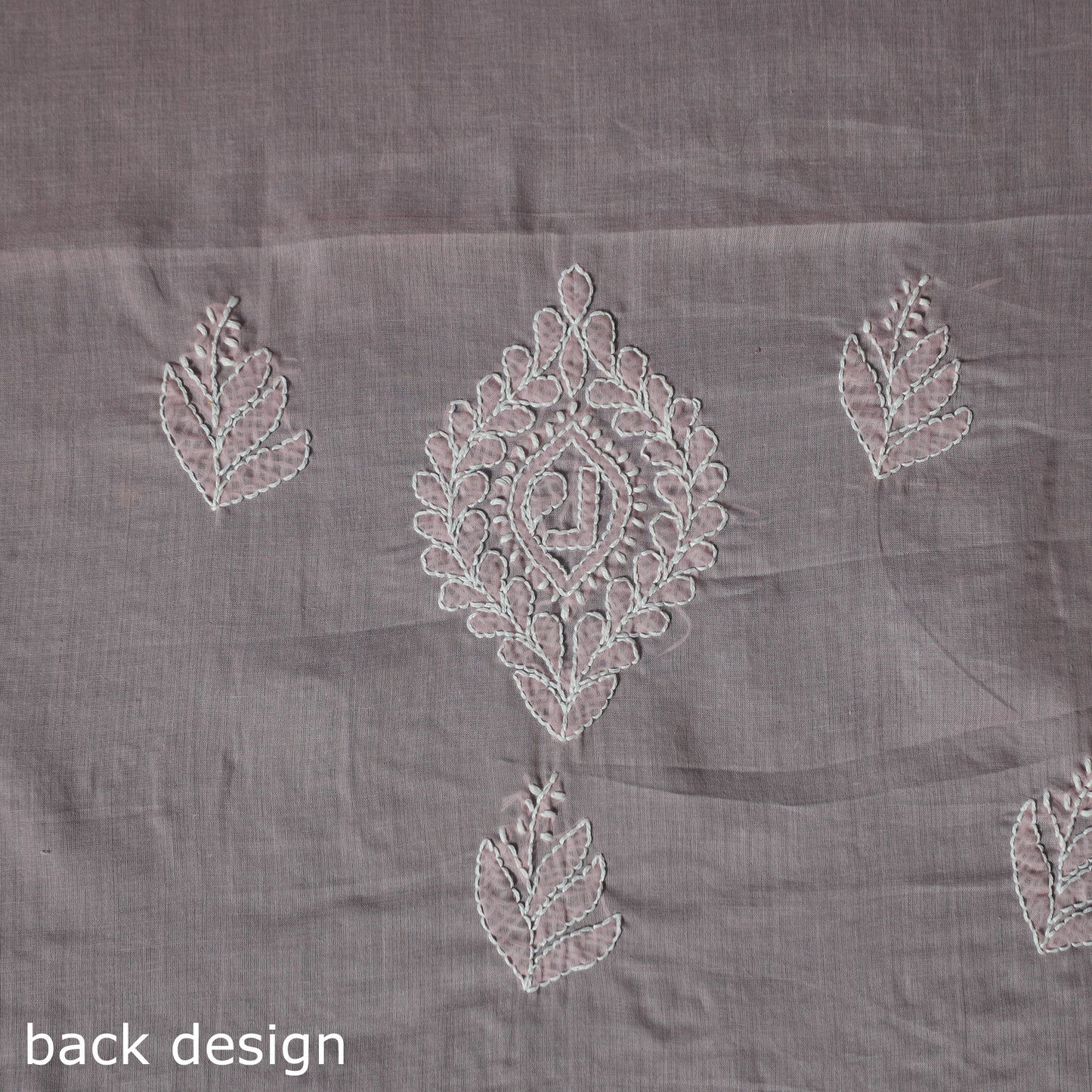 Lucknow Chikankari Parsi Style Hand Embroidered Pure Mul Cotton Unstitched Kurta Material (2.8M) 06