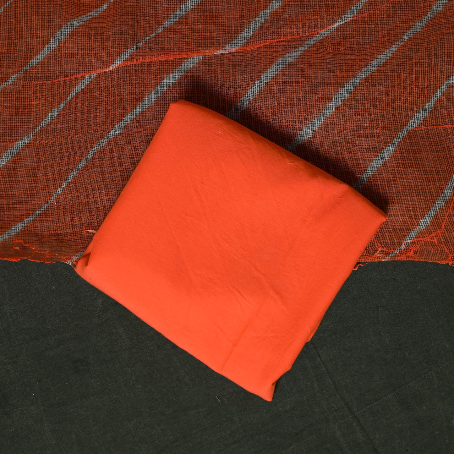 Shibori Tie-Dye Kota Doria Cotton 3pc Unstitched Dress Material Suit Set 06