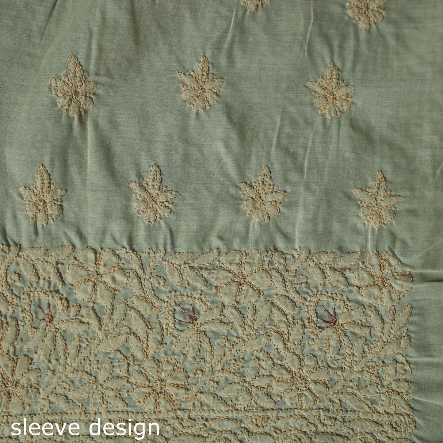 Lucknow Chikankari Parsi Style Hand Embroidered Pure Mul Cotton Unstitched Kurta Material (2.8M) 13