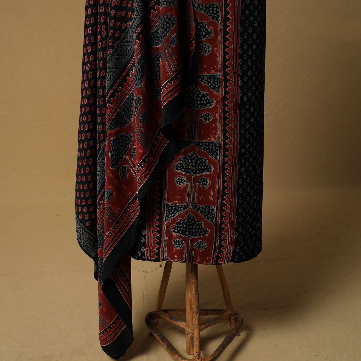 Bagru Hand Block Print Natural Dyed Modal Silk 2pc Unstitched Dress Material Kurta Set 01