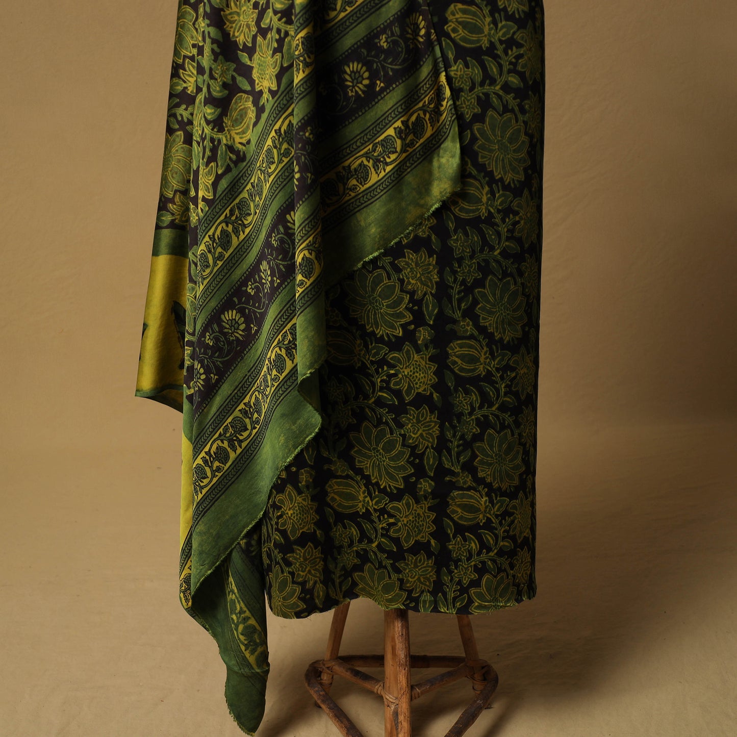 Bagru Hand Block Print Natural Dyed Modal Silk 2pc Unstitched Dress Material Kurta Set 02