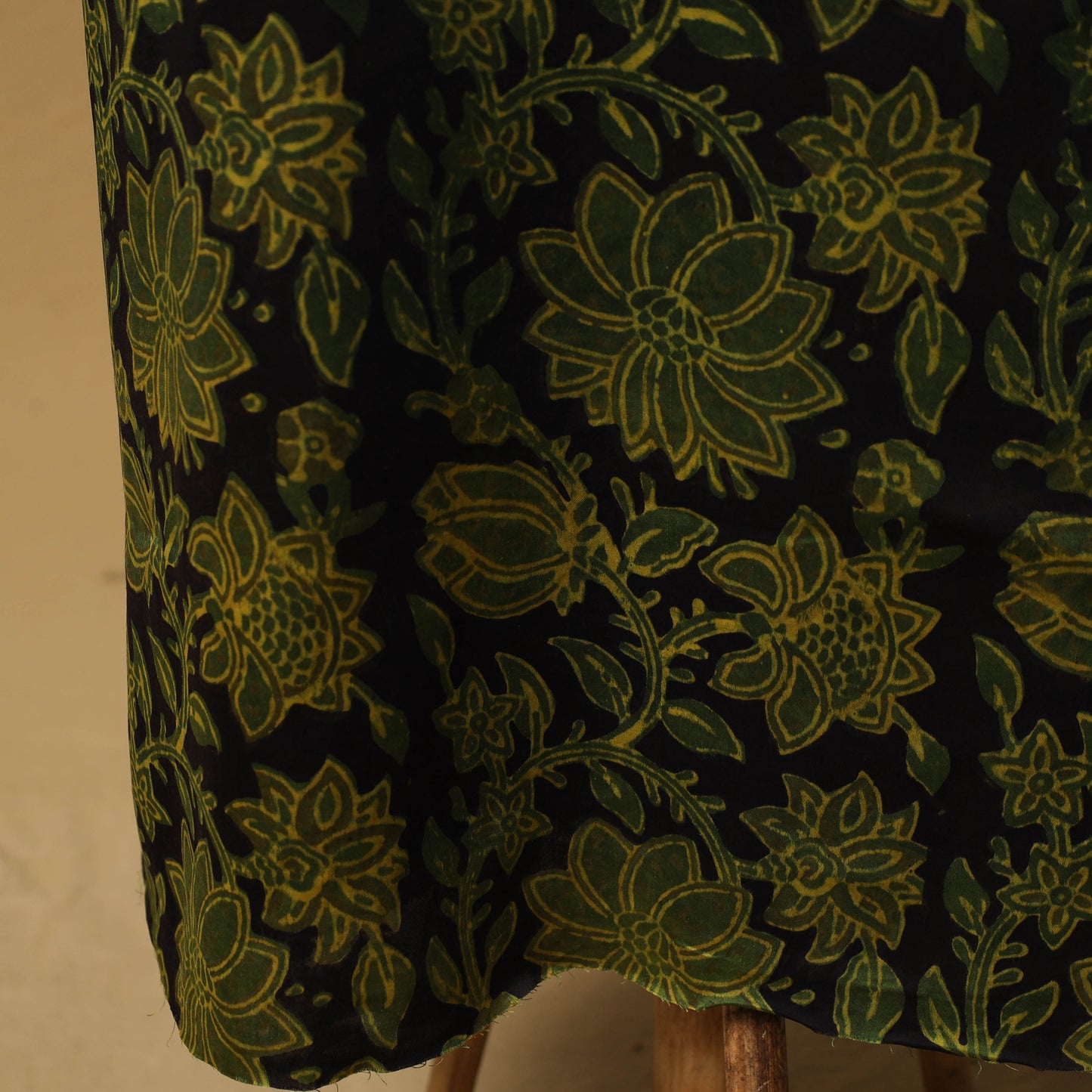 Bagru Hand Block Print Natural Dyed Modal Silk 2pc Unstitched Dress Material Kurta Set 02